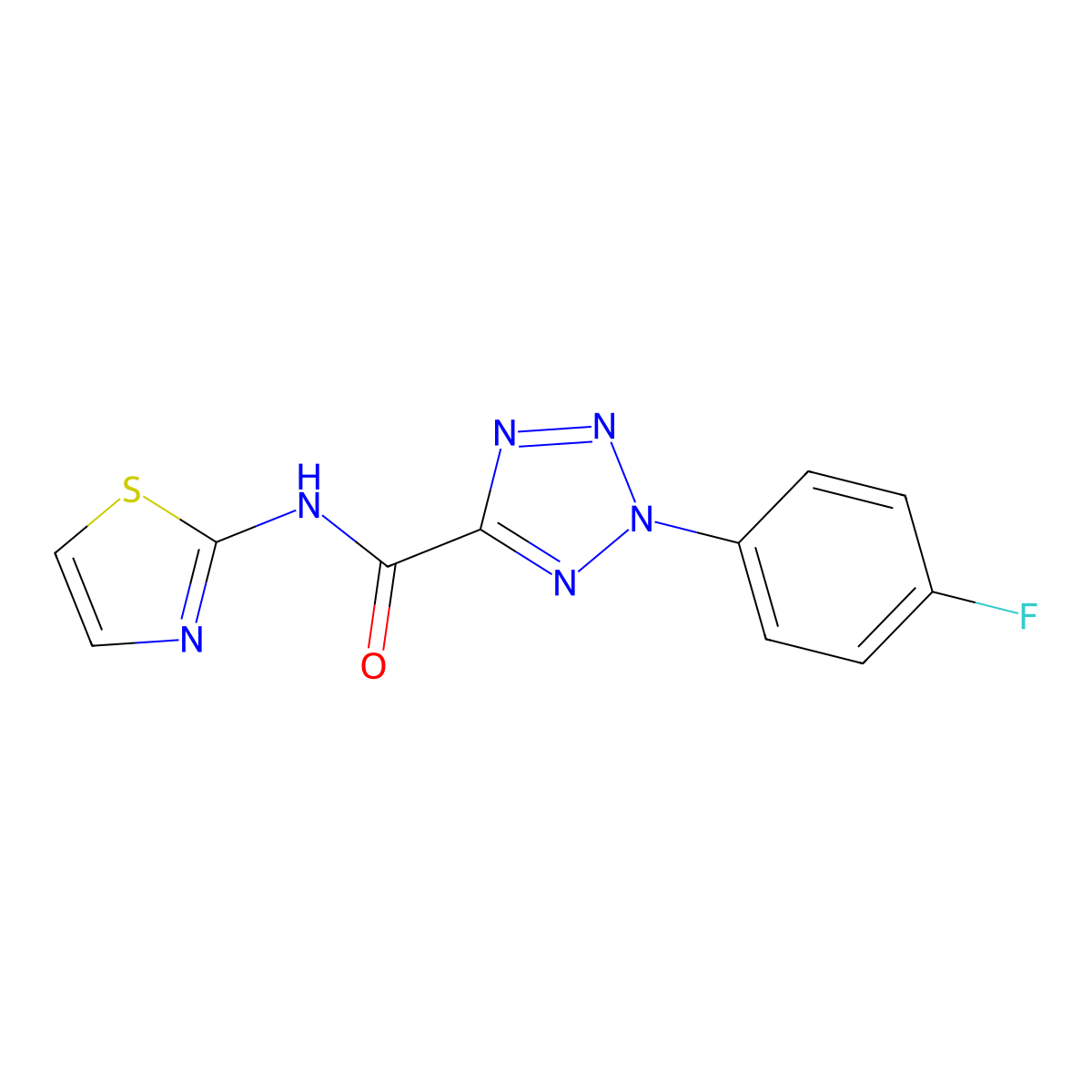 2-(4-fluorophenyl)-N-(thiazol-2-yl)-2H-tetrazole-5-carboxamide molecular structure, CAS 1396713-71-5