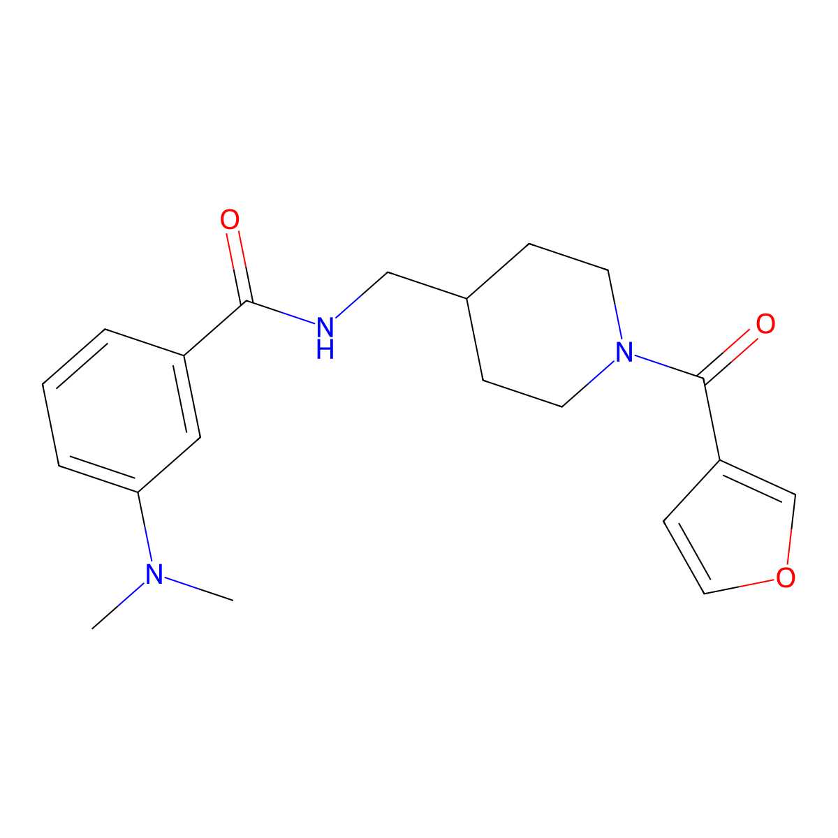 3-(dimethylamino)-N-{[1-(furan-3-carbonyl)piperidin-4-yl]methyl}benzamide molecular structure, CAS 1396713-76-0