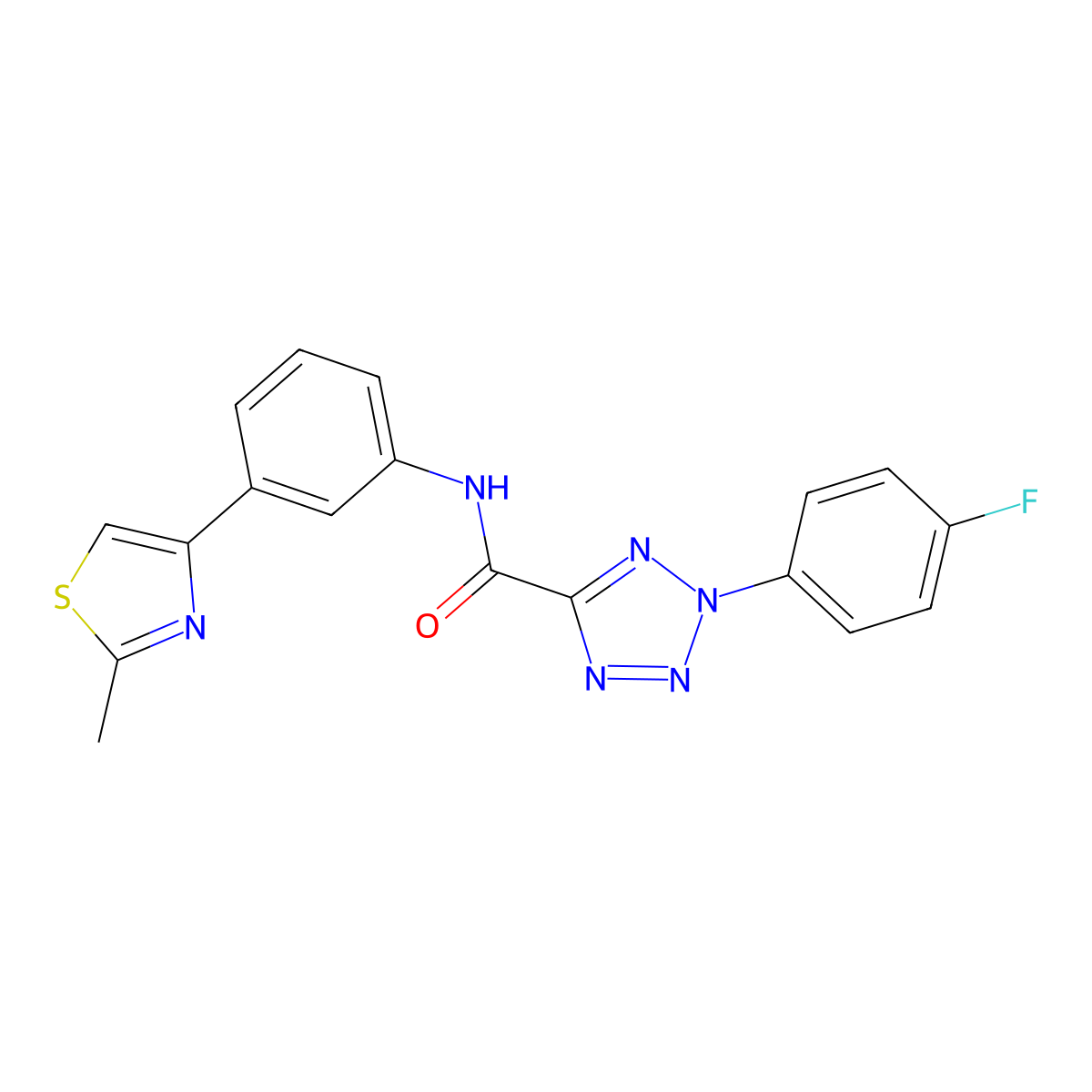2-(4-fluorophenyl)-N-(3-(2-methylthiazol-4-yl)phenyl)-2H-tetrazole-5-carboxamide molecular structure, CAS 1396713-84-0