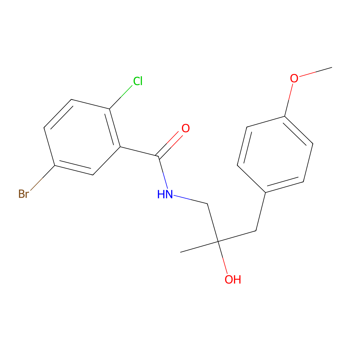 5-bromo-2-chloro-N-[2-hydroxy-3-(4-methoxyphenyl)-2-methylpropyl]benzamide molecular structure, CAS 1396713-90-8