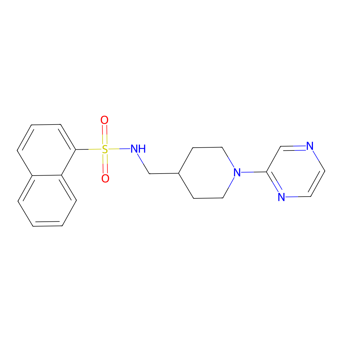 N-((1-(pyrazin-2-yl)piperidin-4-yl)methyl)naphthalene-1-sulfonamide molecular structure, CAS 1396713-96-4