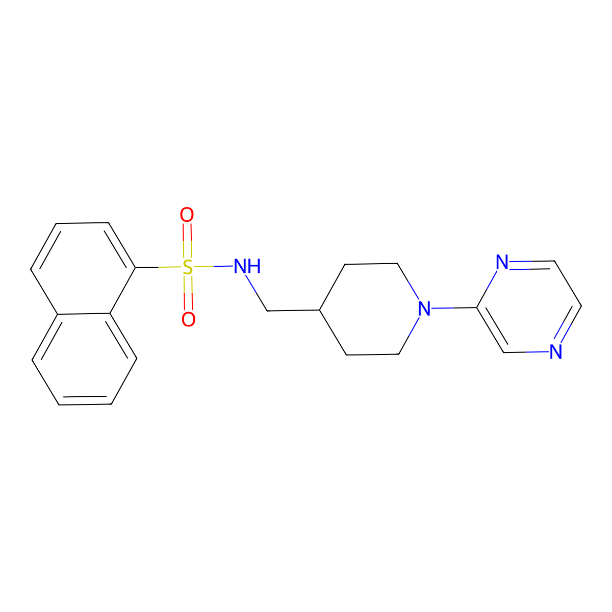 N-((1-(pyrazin-2-yl)piperidin-4-yl)methyl)naphthalene-1-sulfonamide molecular structure, CAS 1396713-96-4