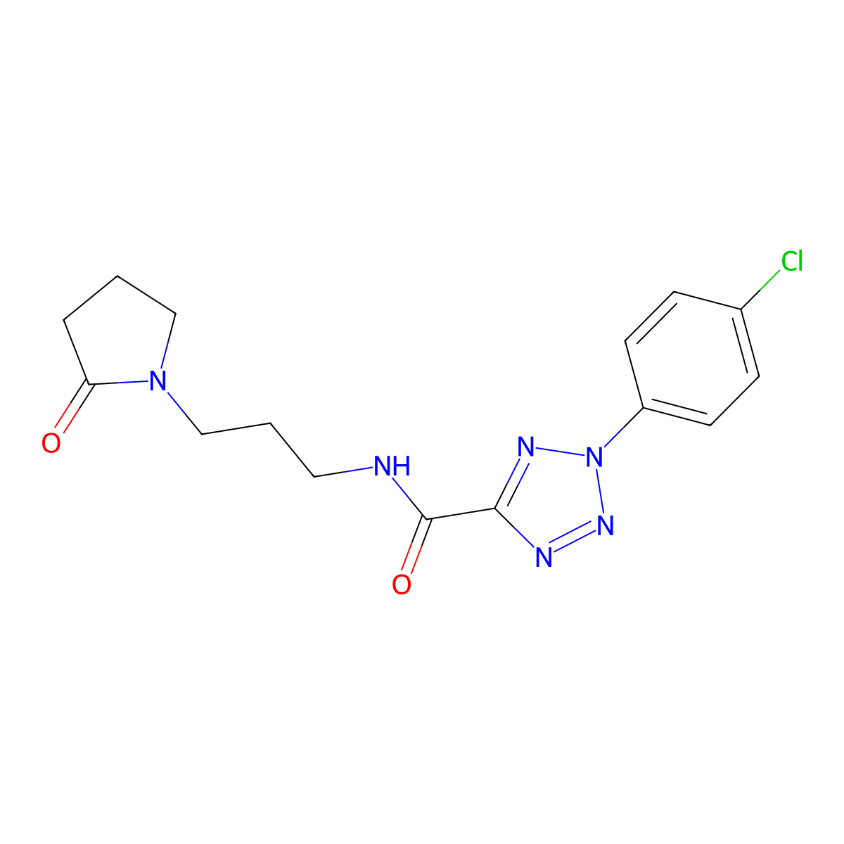 2-(4-chlorophenyl)-N-(3-(2-oxopyrrolidin-1-yl)propyl)-2H-tetrazole-5-carboxamide molecular structure, CAS 1396714-10-5