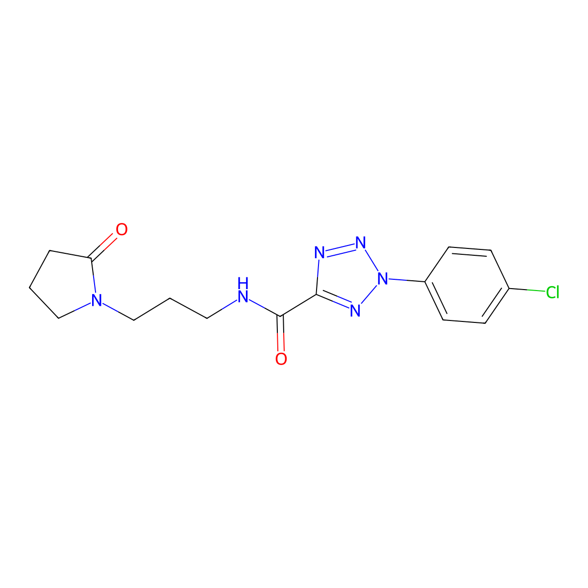 2-(4-chlorophenyl)-N-(3-(2-oxopyrrolidin-1-yl)propyl)-2H-tetrazole-5-carboxamide molecular structure, CAS 1396714-10-5