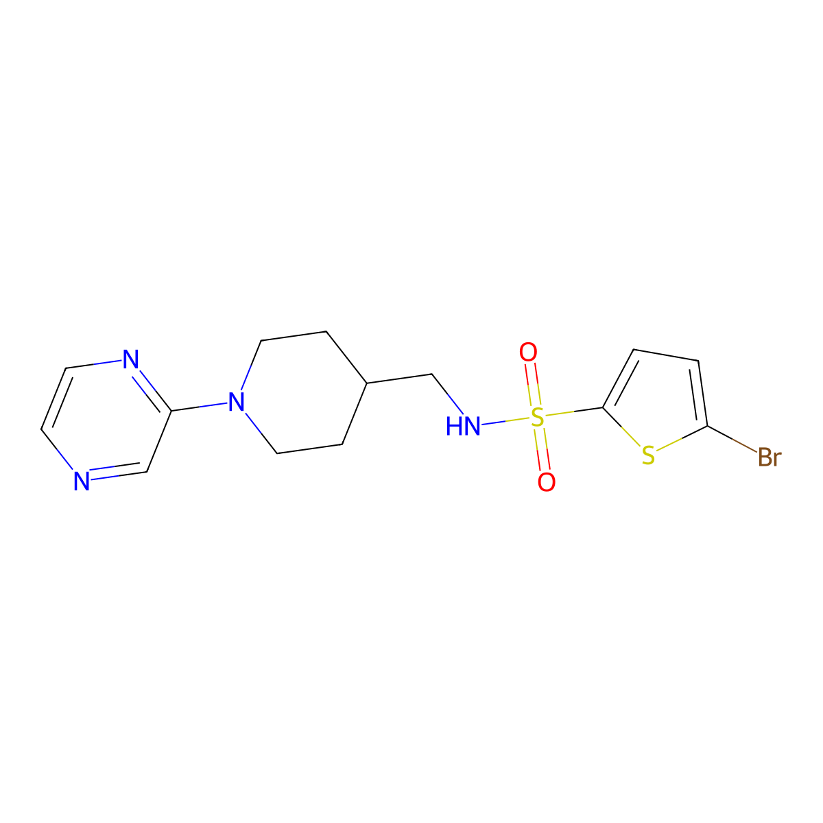 5-bromo-N-{[1-(pyrazin-2-yl)piperidin-4-yl]methyl}thiophene-2-sulfonamide molecular structure, CAS 1396714-14-9