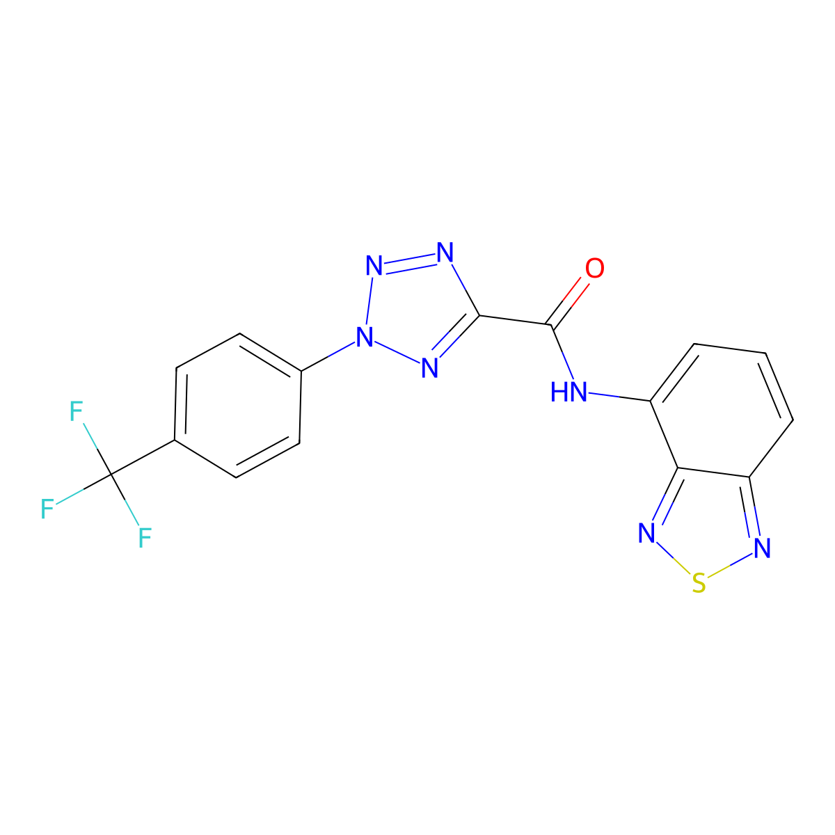 N-(benzo[c][1,2,5]thiadiazol-4-yl)-2-(4-(trifluoromethyl)phenyl)-2H-tetrazole-5-carboxamide molecular structure, CAS 1396714-43-4