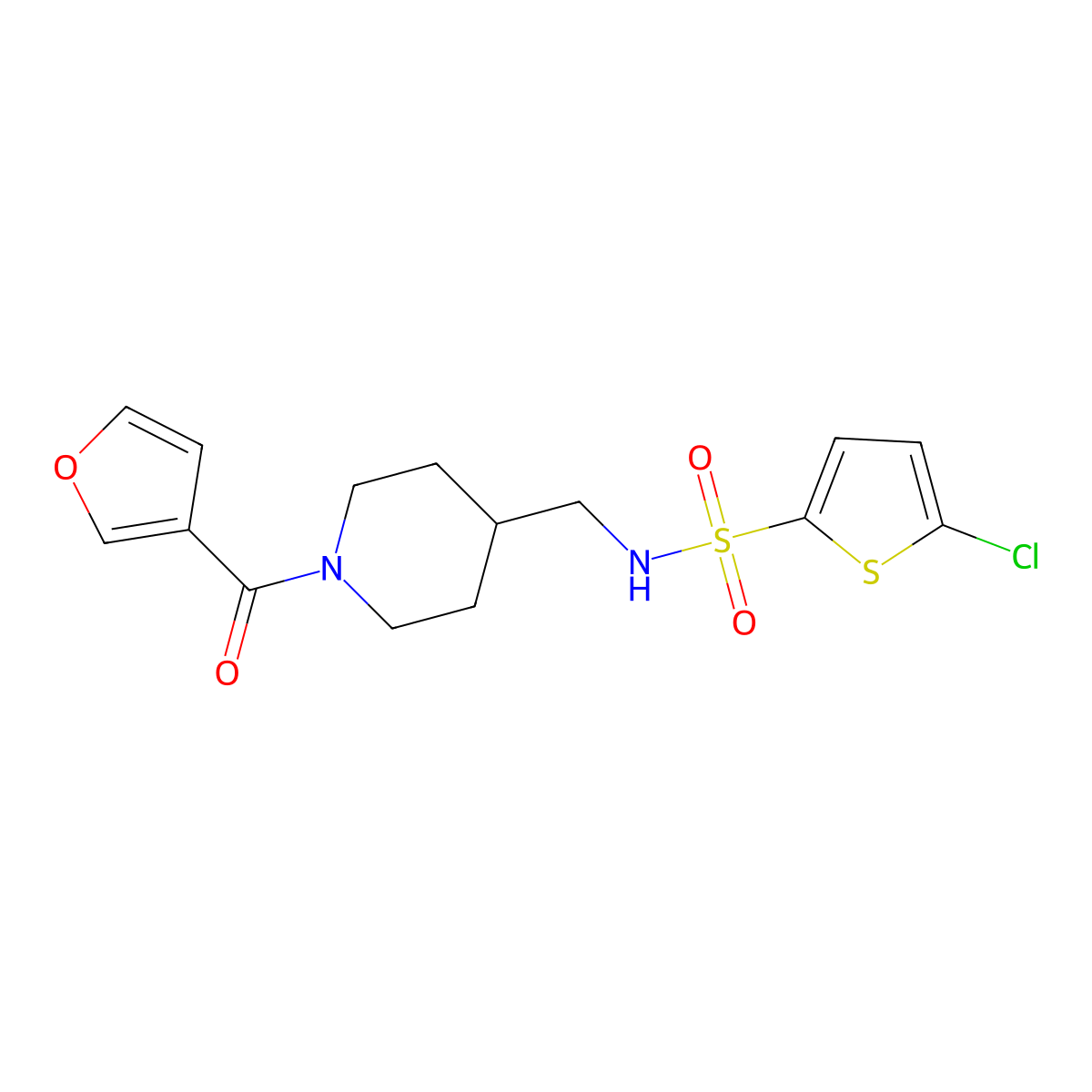 5-chloro-N-{[1-(furan-3-carbonyl)piperidin-4-yl]methyl}thiophene-2-sulfonamide molecular structure, CAS 1396714-51-4