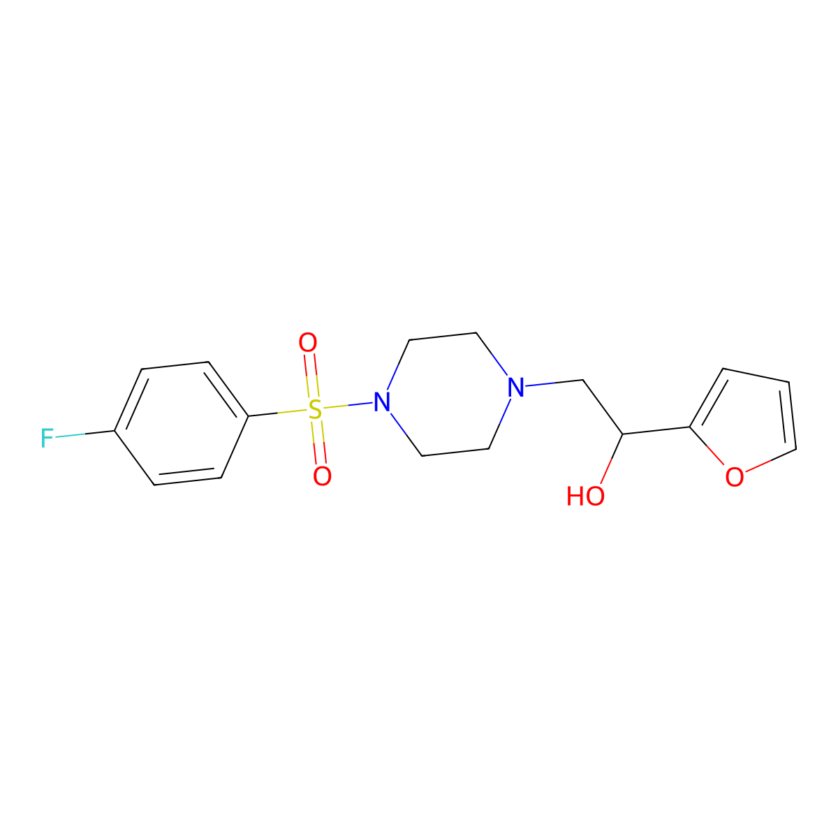 2-(4-((4-Fluorophenyl)sulfonyl)piperazin-1-yl)-1-(furan-2-yl)ethanol molecular structure, CAS 1396714-52-5