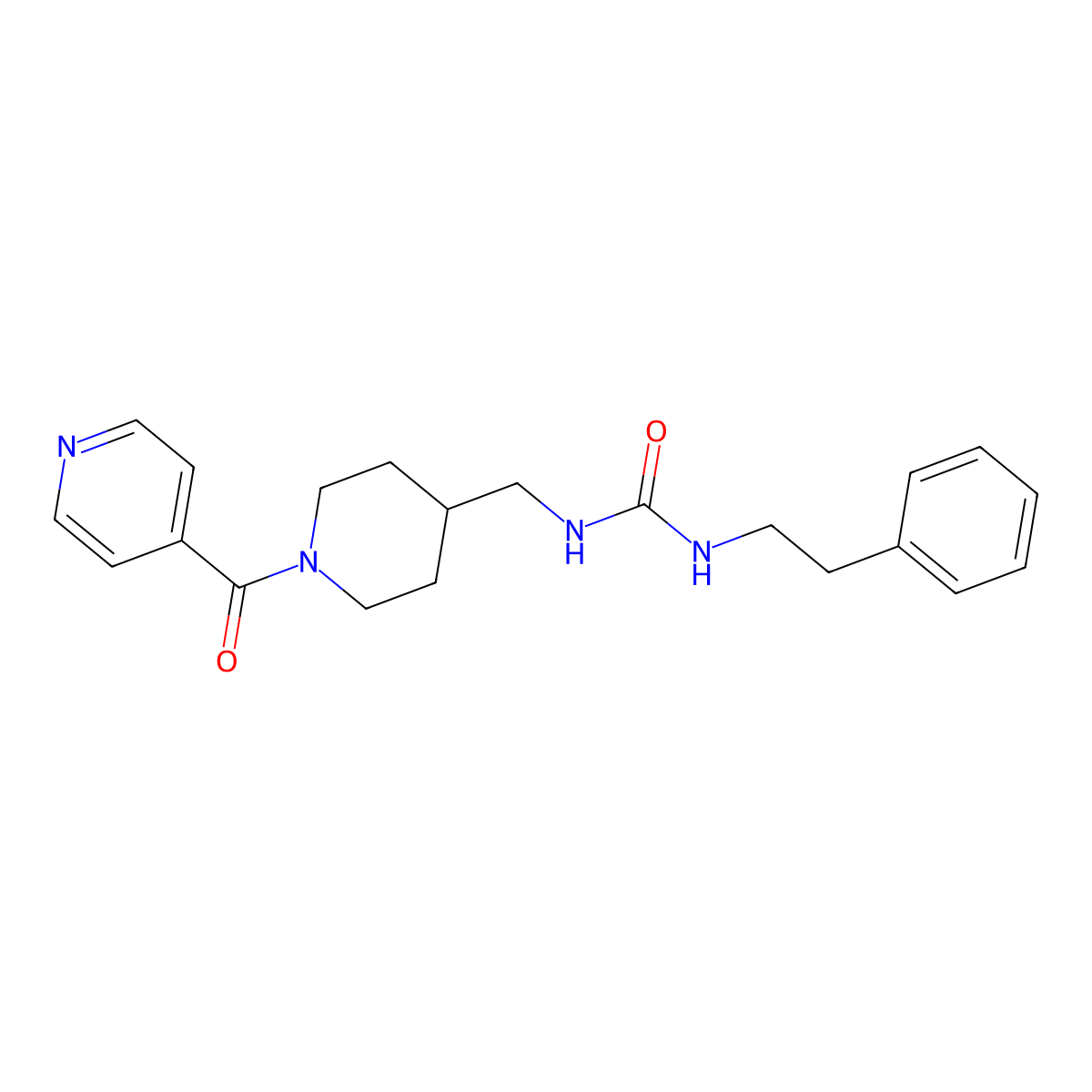 1-((1-Isonicotinoylpiperidin-4-yl)methyl)-3-phenethylurea molecular structure, CAS 1396714-59-2