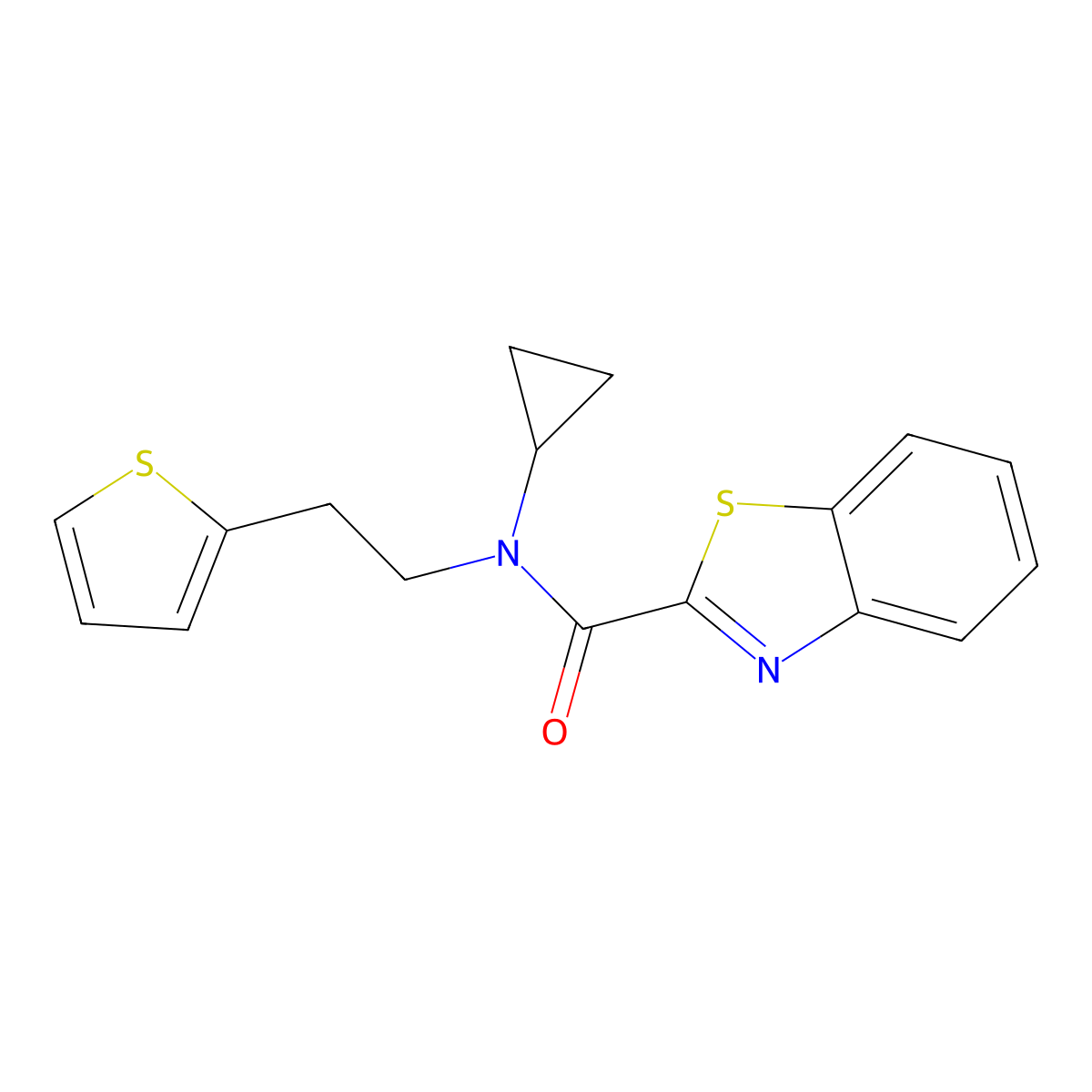 N-cyclopropyl-N-(2-(thiophen-2-yl)ethyl)benzo[d]thiazole-2-carboxamide molecular structure, CAS 1396714-70-7