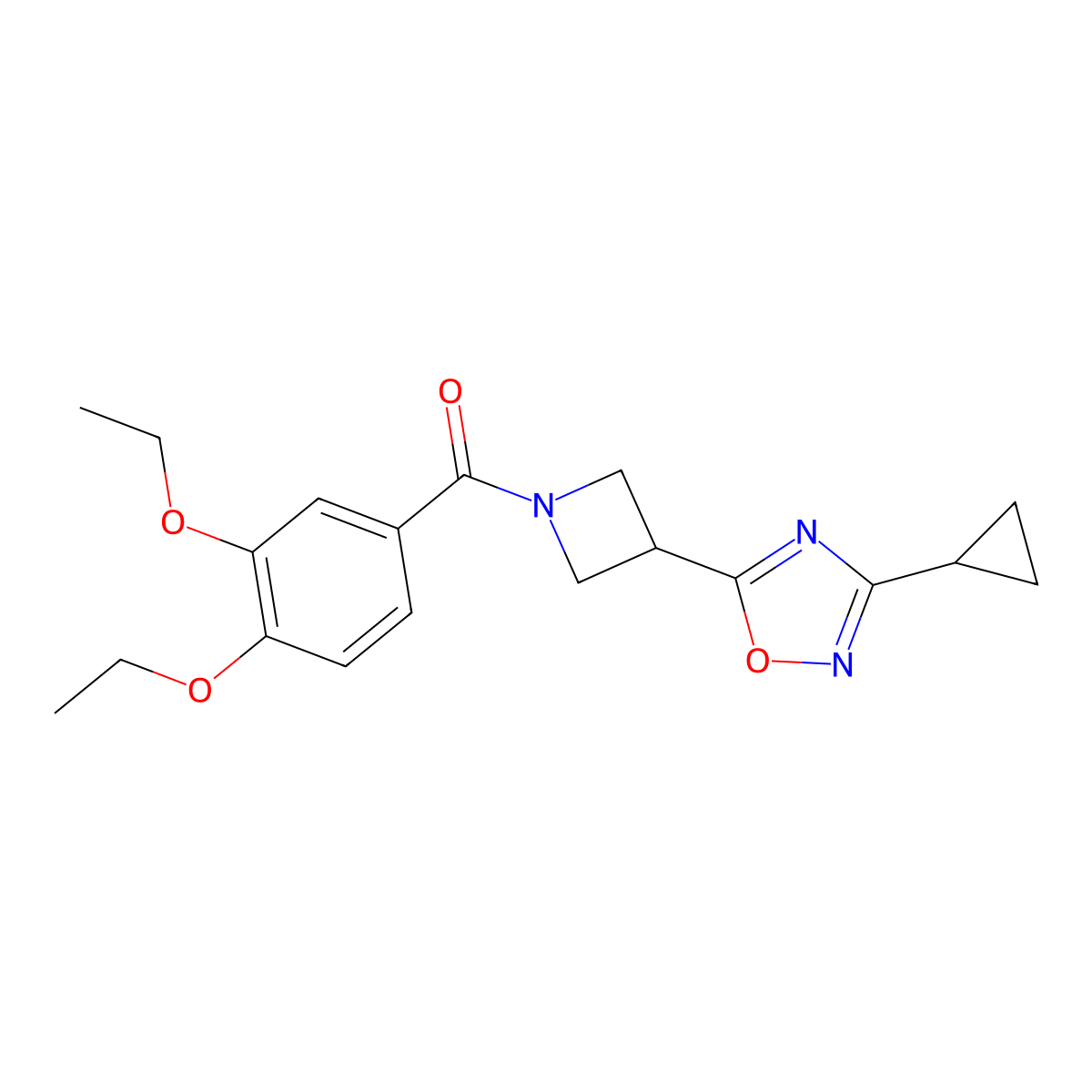 (3-(3-Cyclopropyl-1,2,4-oxadiazol-5-yl)azetidin-1-yl)(3,4-diethoxyphenyl)methanone molecular structure, CAS 1396714-79-6