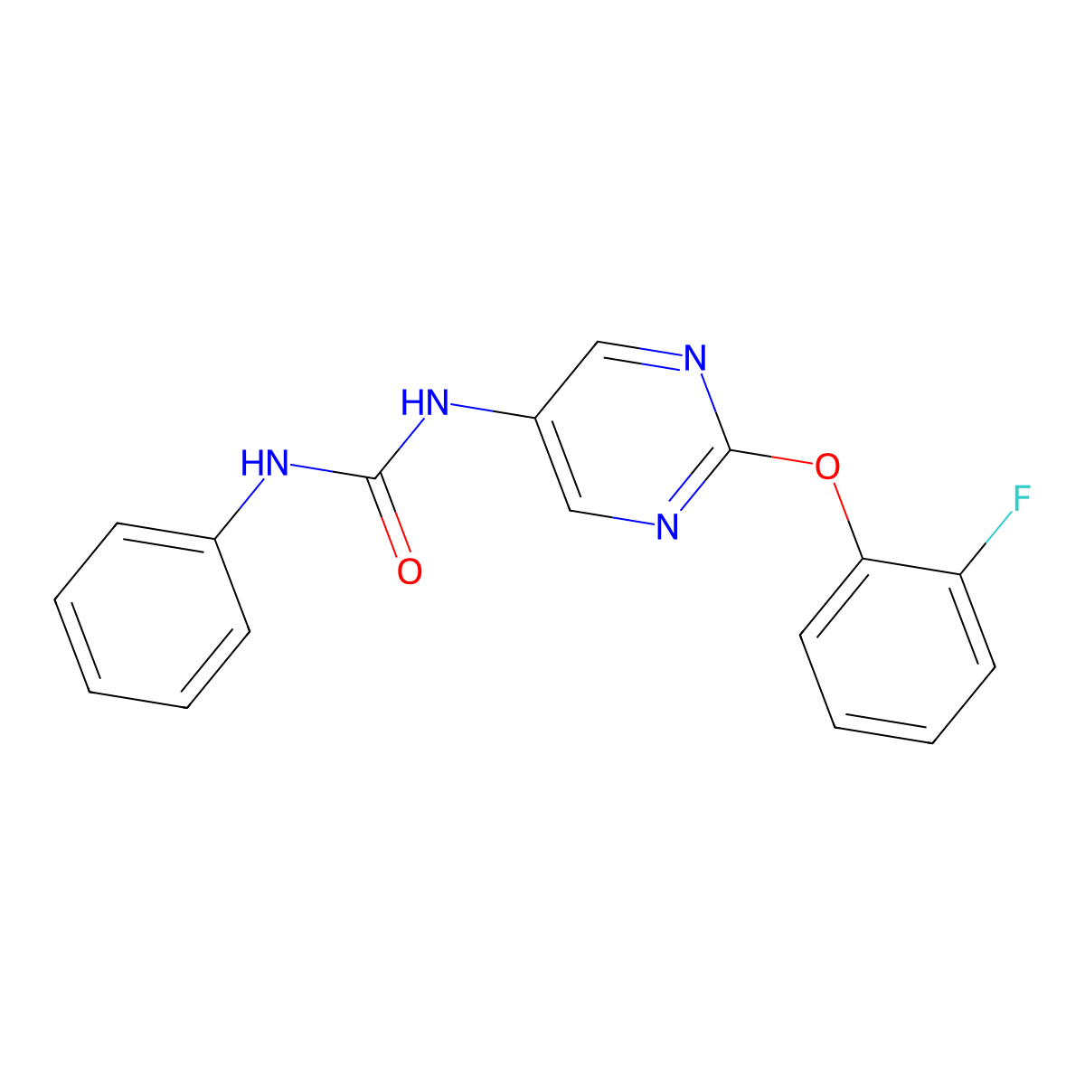 1-(2-(2-Fluorophenoxy)pyrimidin-5-yl)-3-phenylurea molecular structure, CAS 1396714-80-9