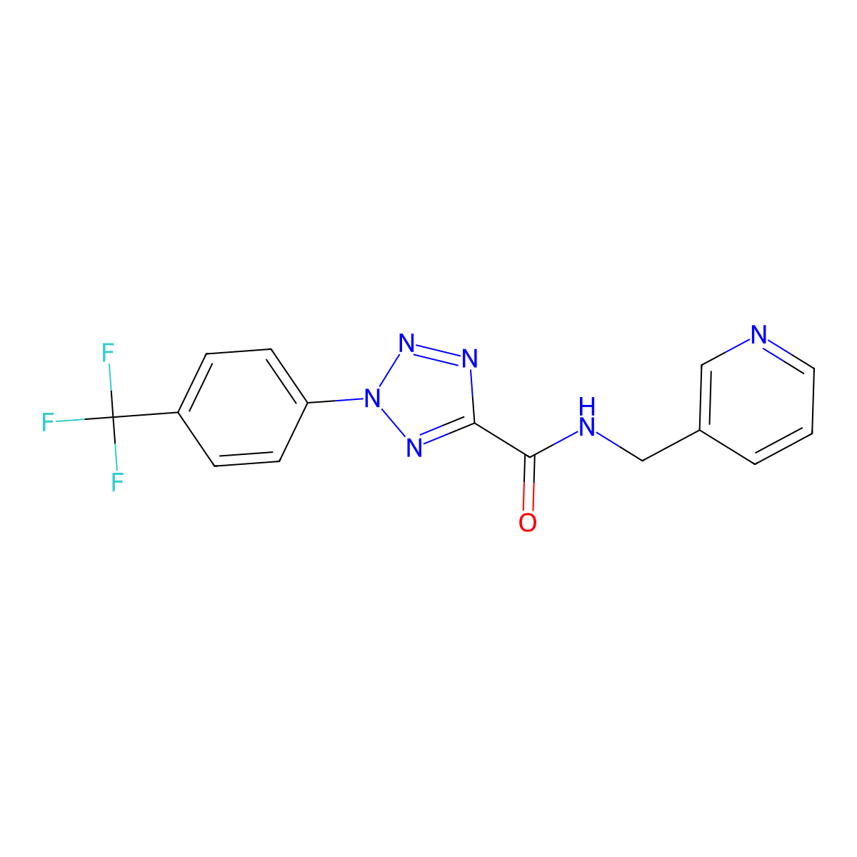 N-(pyridin-3-ylmethyl)-2-(4-(trifluoromethyl)phenyl)-2H-tetrazole-5-carboxamide molecular structure, CAS 1396714-87-6
