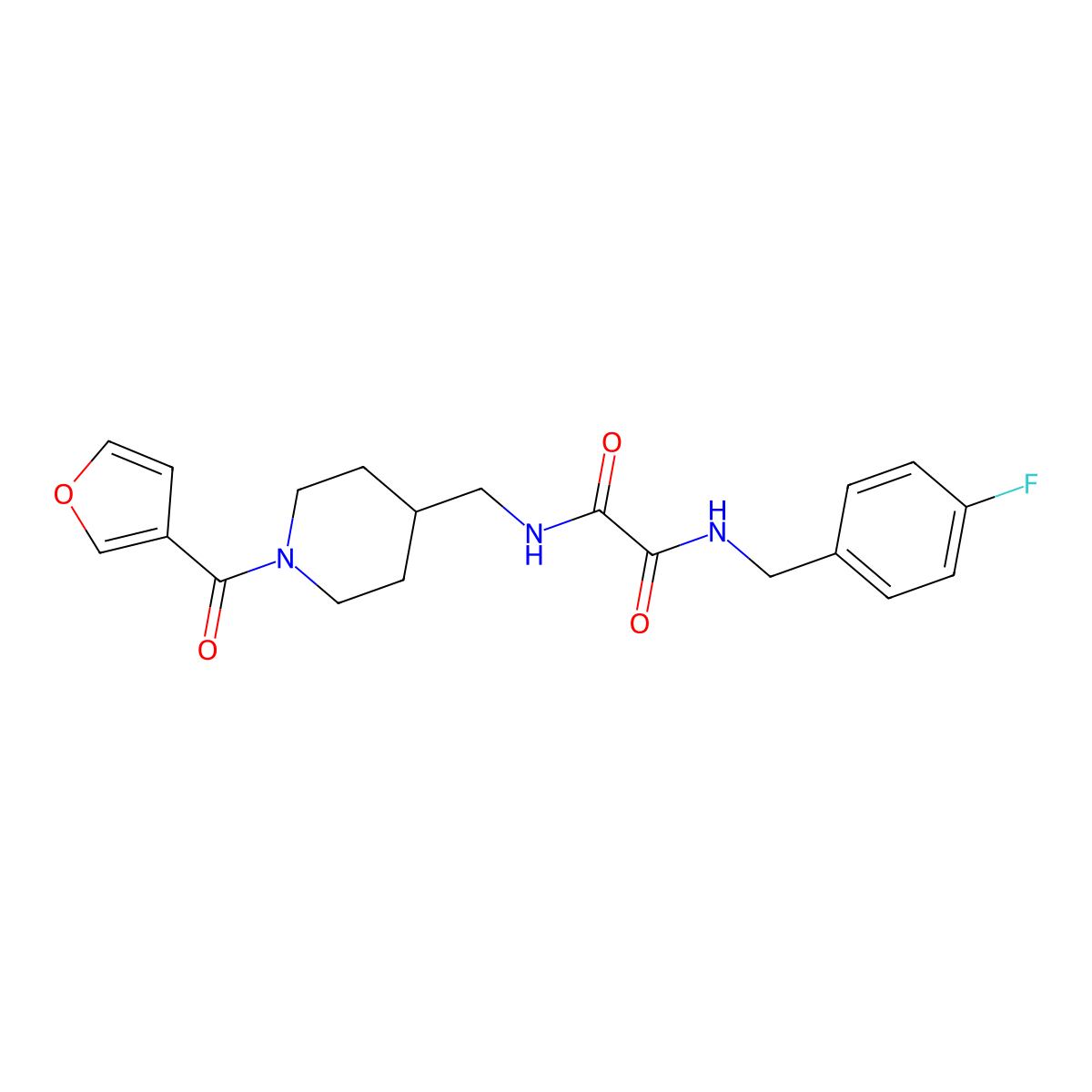 N1-(4-fluorobenzyl)-N2-((1-(furan-3-carbonyl)piperidin-4-yl)methyl)oxalamide molecular structure, CAS 1396714-89-8