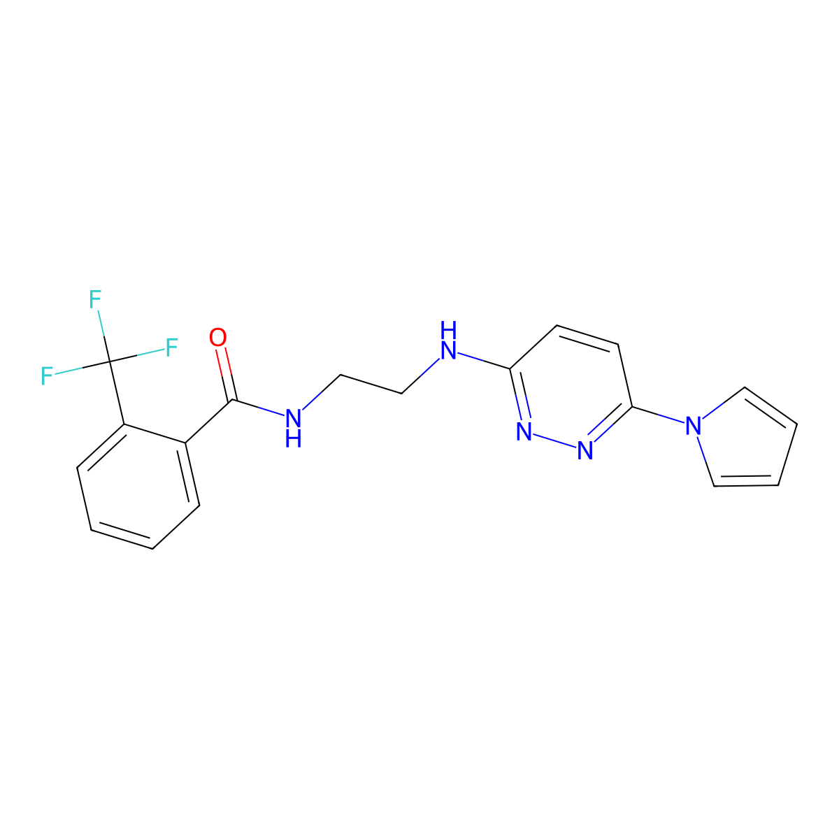 N-(2-((6-(1H-pyrrol-1-yl)pyridazin-3-yl)amino)ethyl)-2-(trifluoromethyl)benzamide molecular structure, CAS 1396714-92-3