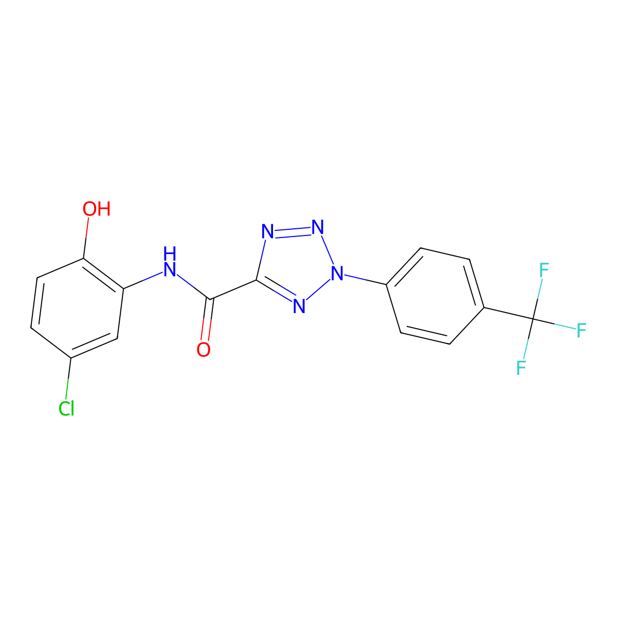 N-(5-chloro-2-hydroxyphenyl)-2-(4-(trifluoromethyl)phenyl)-2H-tetrazole-5-carboxamide molecular structure, CAS 1396714-93-4