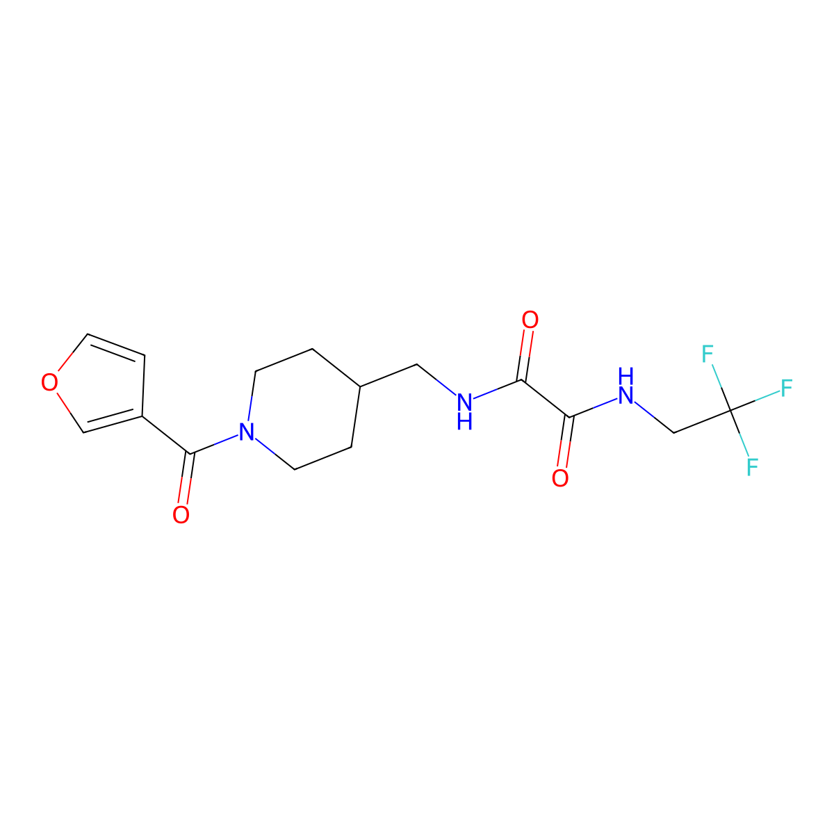 N1-((1-(furan-3-carbonyl)piperidin-4-yl)methyl)-N2-(2,2,2-trifluoroethyl)oxalamide molecular structure, CAS 1396715-07-3