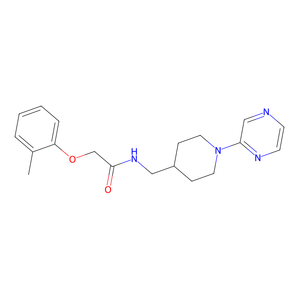 N-((1-(pyrazin-2-yl)piperidin-4-yl)methyl)-2-(o-tolyloxy)acetamide molecular structure, CAS 1396715-10-8