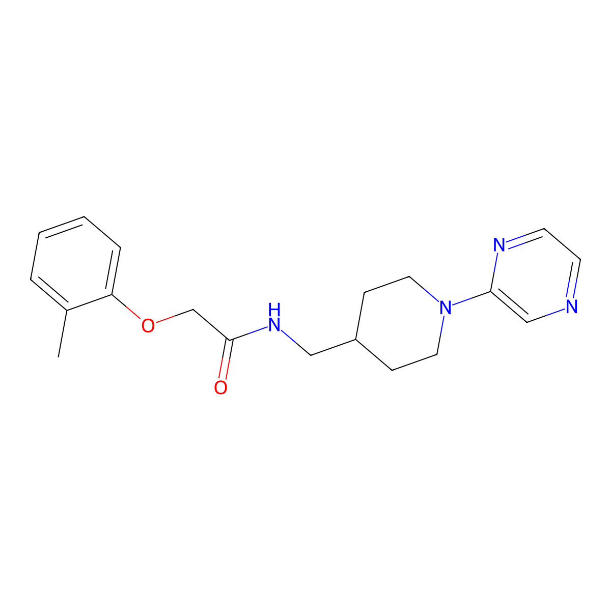 N-((1-(pyrazin-2-yl)piperidin-4-yl)methyl)-2-(o-tolyloxy)acetamide molecular structure, CAS 1396715-10-8