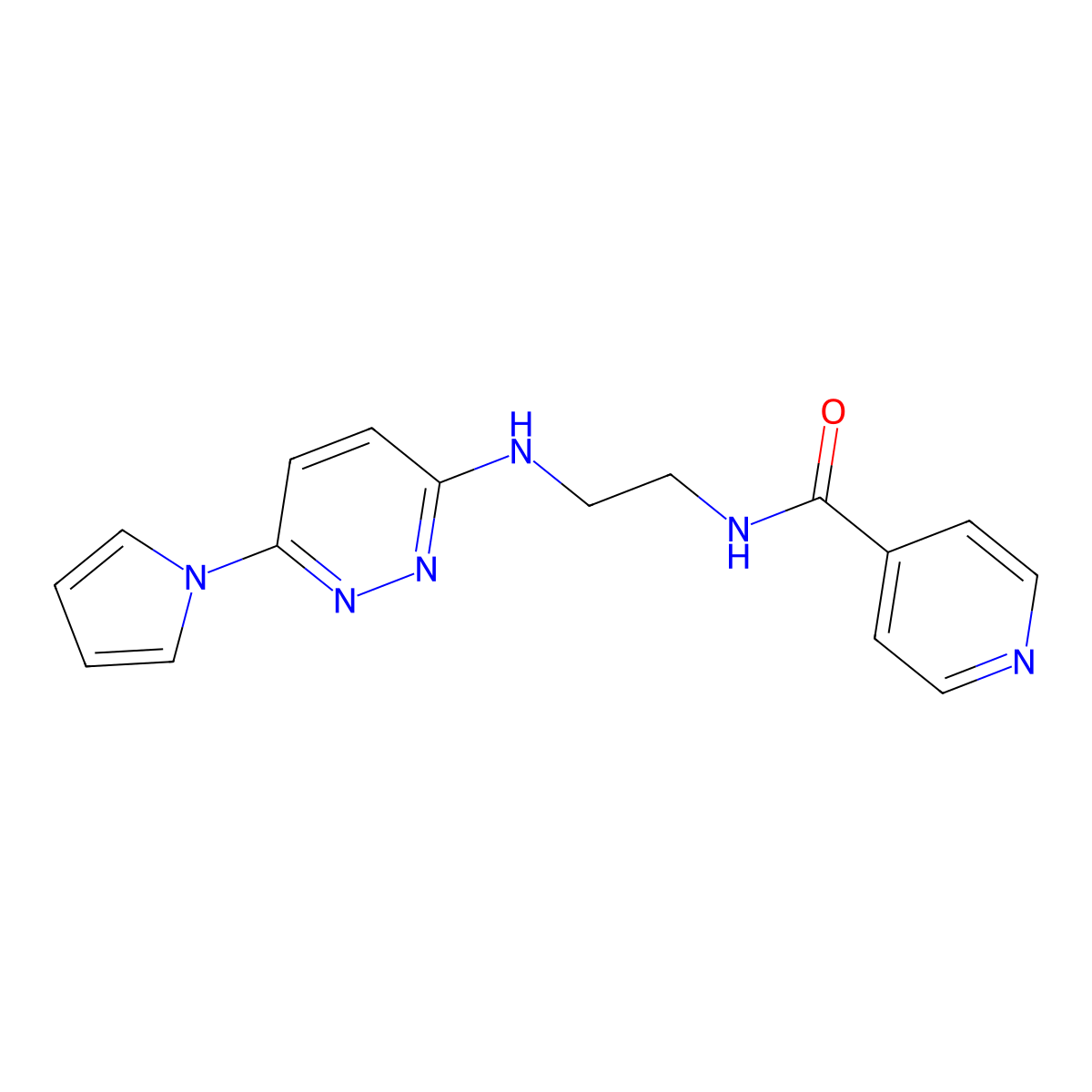 N-(2-((6-(1H-pyrrol-1-yl)pyridazin-3-yl)amino)ethyl)isonicotinamide molecular structure, CAS 1396715-14-2