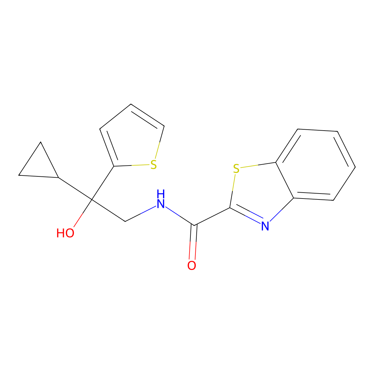 N-(2-cyclopropyl-2-hydroxy-2-(thiophen-2-yl)ethyl)benzo[d]thiazole-2-carboxamide molecular structure, CAS 1396715-17-5