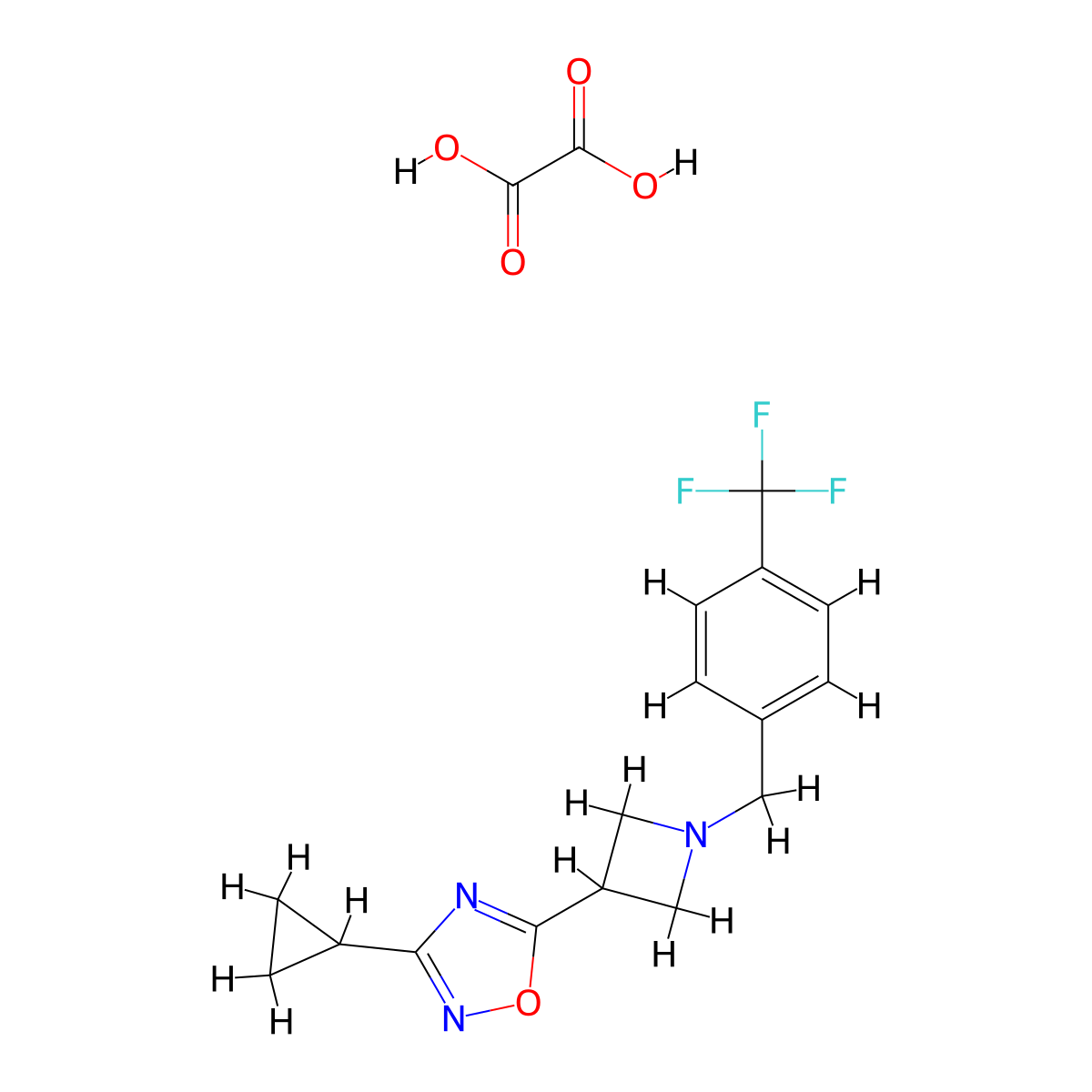 3-Cyclopropyl-5-(1-(4-(trifluoromethyl)benzyl)azetidin-3-yl)-1,2,4-oxadiazole oxalate molecular structure, CAS 1396715-22-2