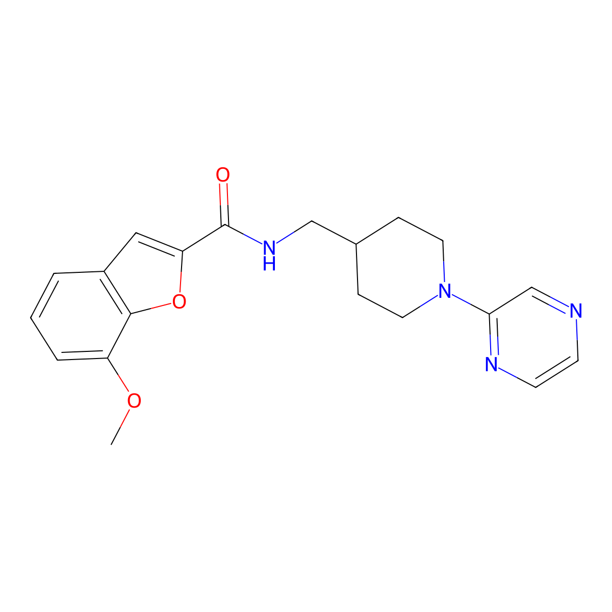 7-methoxy-N-((1-(pyrazin-2-yl)piperidin-4-yl)methyl)benzofuran-2-carboxamide molecular structure, CAS 1396715-31-3