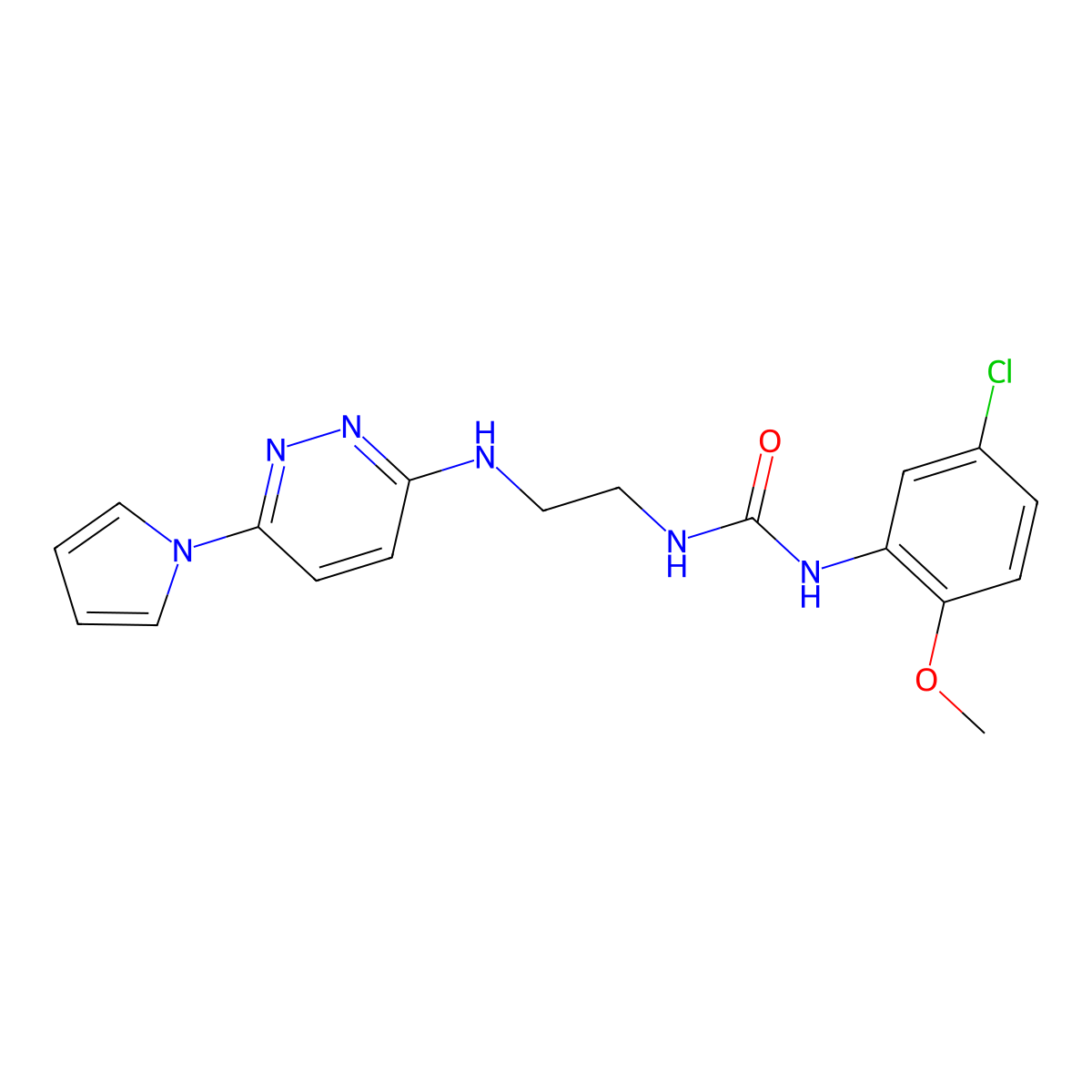 1-(2-((6-(1H-pyrrol-1-yl)pyridazin-3-yl)amino)ethyl)-3-(5-chloro-2-methoxyphenyl)urea molecular structure, CAS 1396715-32-4