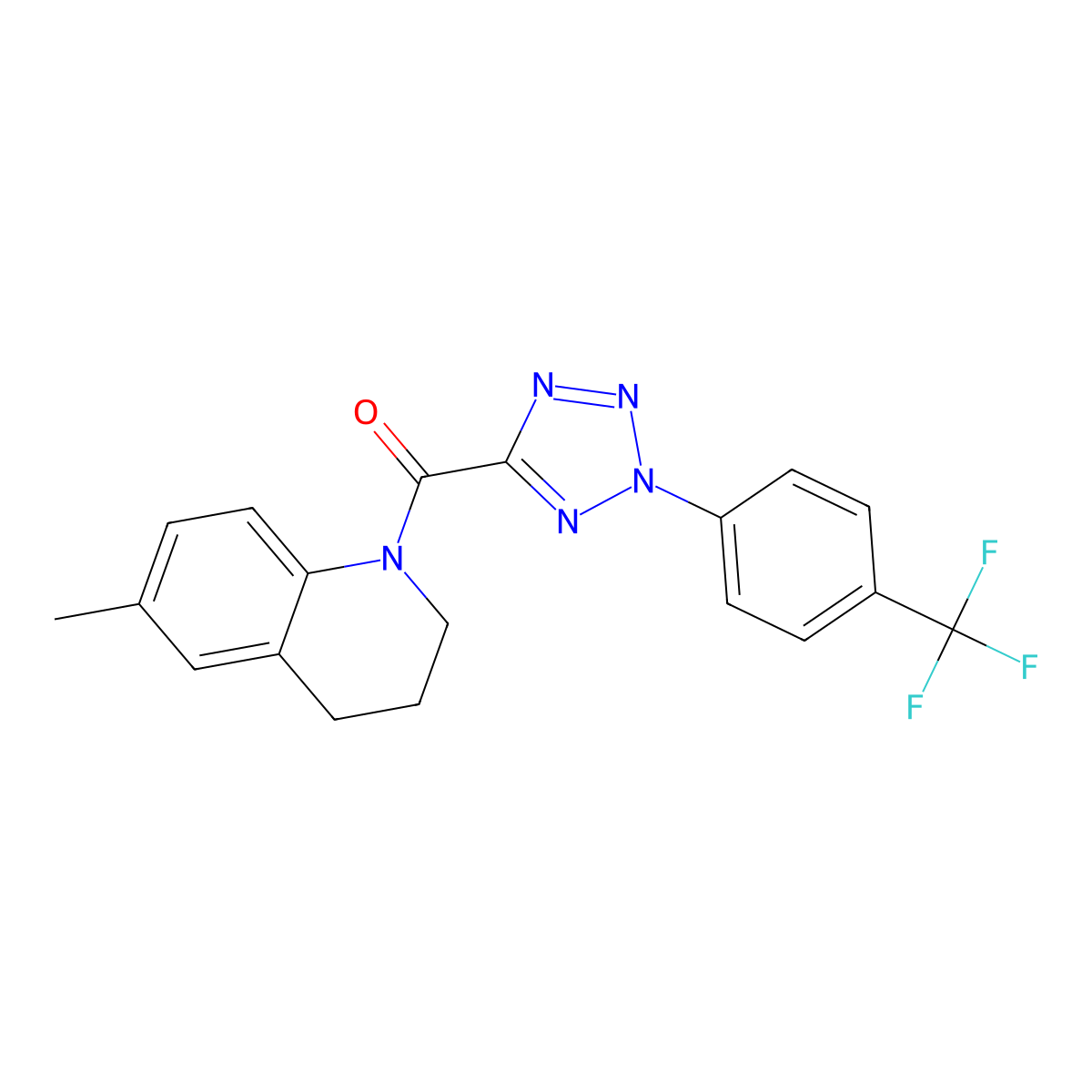 (6-methyl-3,4-dihydroquinolin-1(2H)-yl)(2-(4-(trifluoromethyl)phenyl)-2H-tetrazol-5-yl)methanone molecular structure, CAS 1396715-35-7