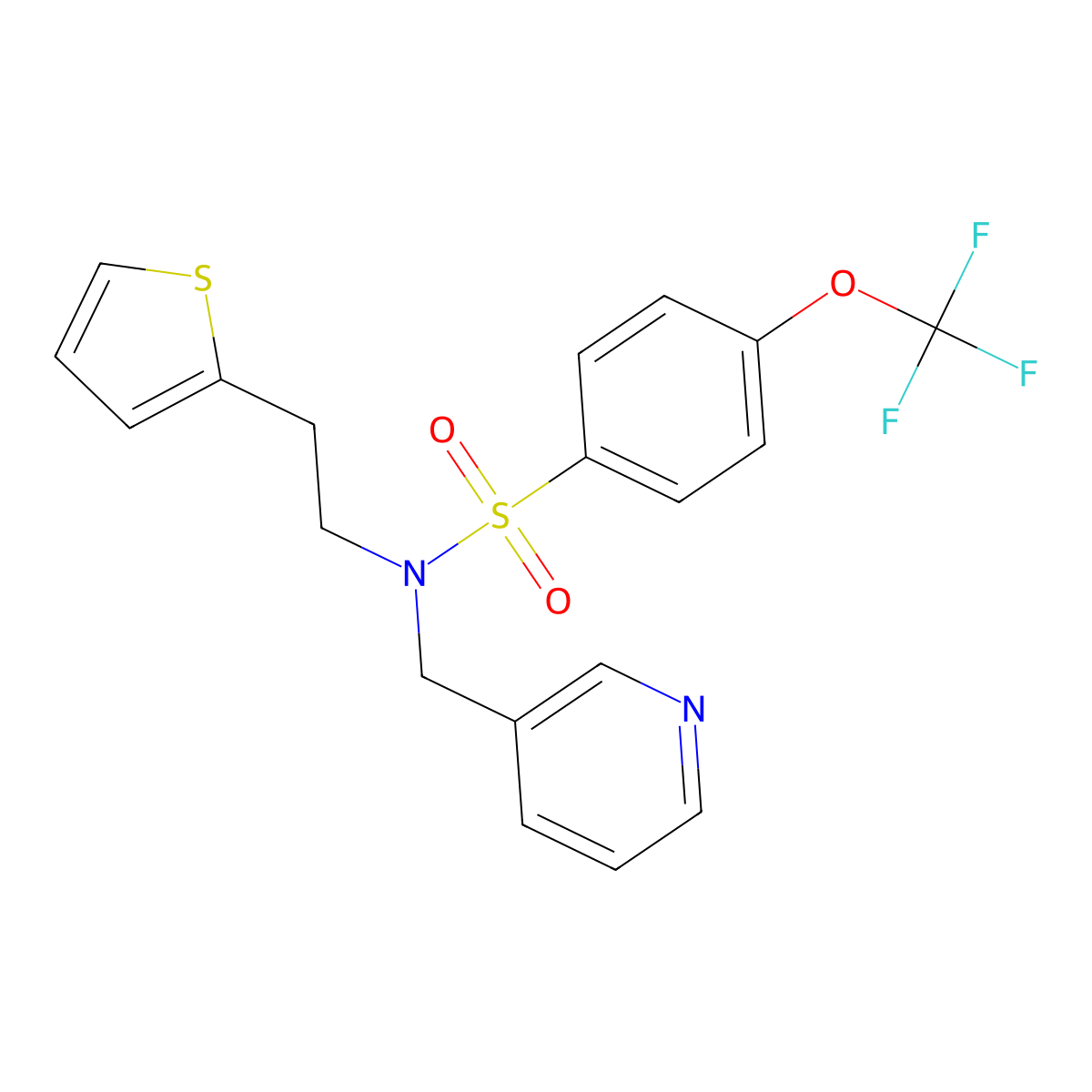 N-(pyridin-3-ylmethyl)-N-(2-(thiophen-2-yl)ethyl)-4-(trifluoromethoxy)benzenesulfonamide molecular structure, CAS 1396715-42-6