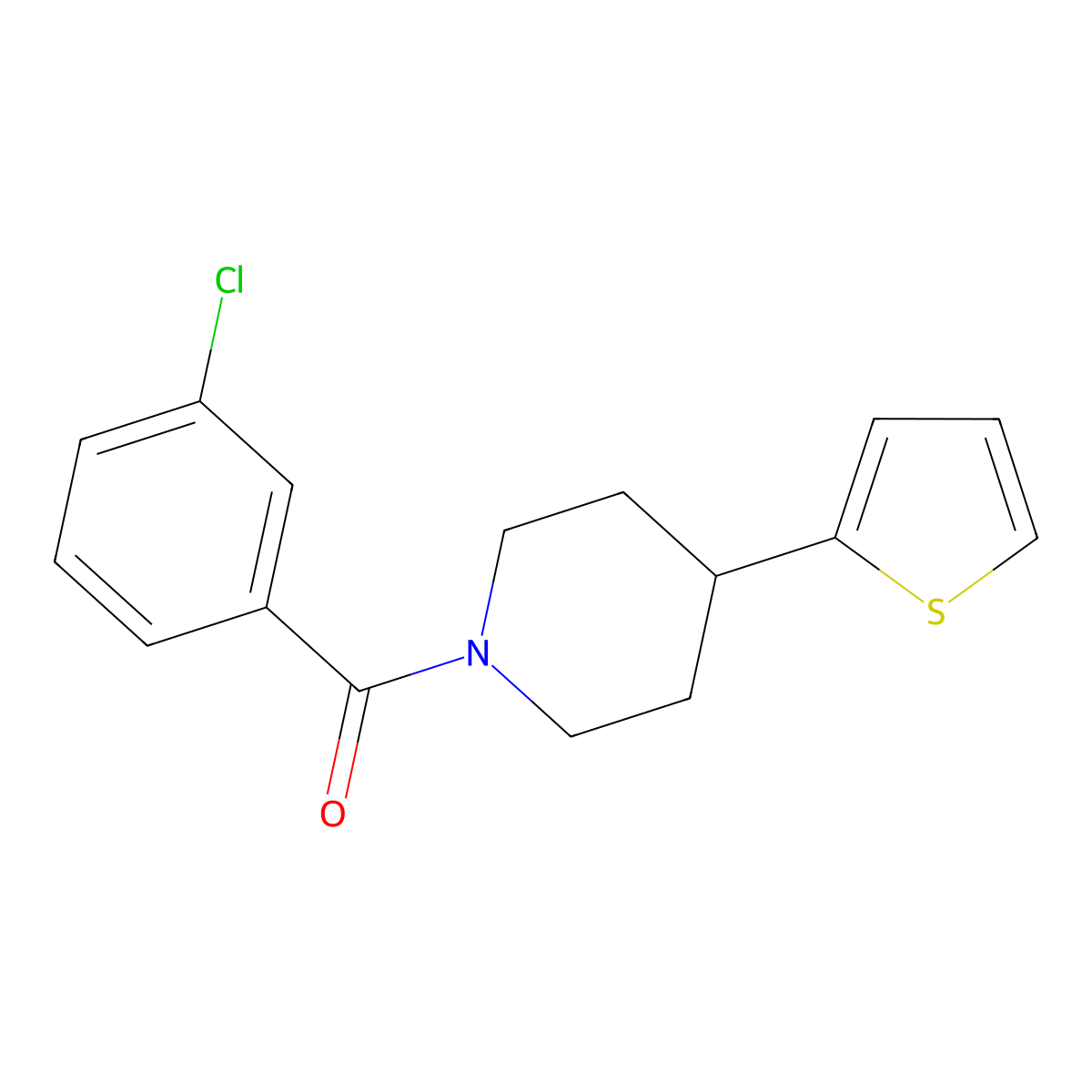 (3-Chlorophenyl)(4-(thiophen-2-yl)piperidin-1-yl)methanone molecular structure, CAS 1396715-60-8