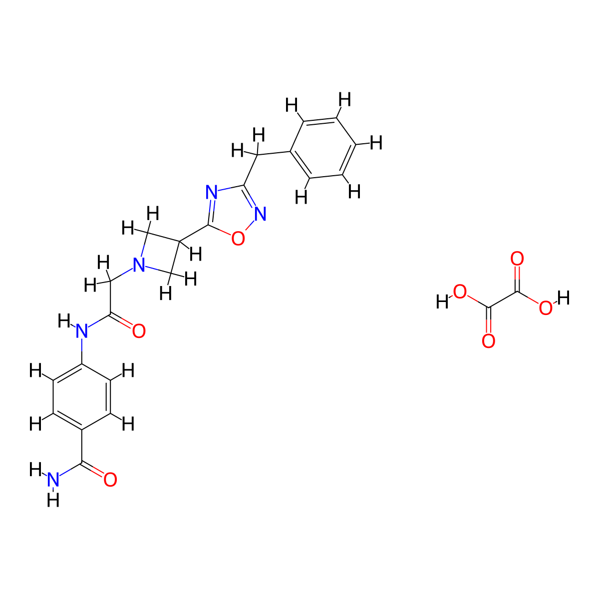 4-(2-(3-(3-Benzyl-1,2,4-oxadiazol-5-yl)azetidin-1-yl)acetamido)benzamide oxalate molecular structure, CAS 1396715-70-0