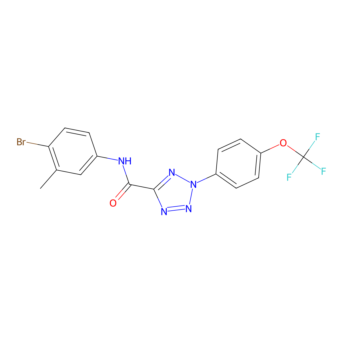 N-(4-bromo-3-methylphenyl)-2-(4-(trifluoromethoxy)phenyl)-2H-tetrazole-5-carboxamide molecular structure, CAS 1396715-93-7