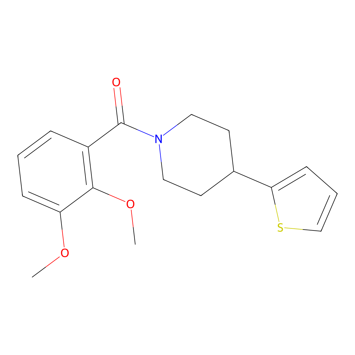 (2,3-Dimethoxyphenyl)(4-(thiophen-2-yl)piperidin-1-yl)methanone molecular structure, CAS 1396716-00-9