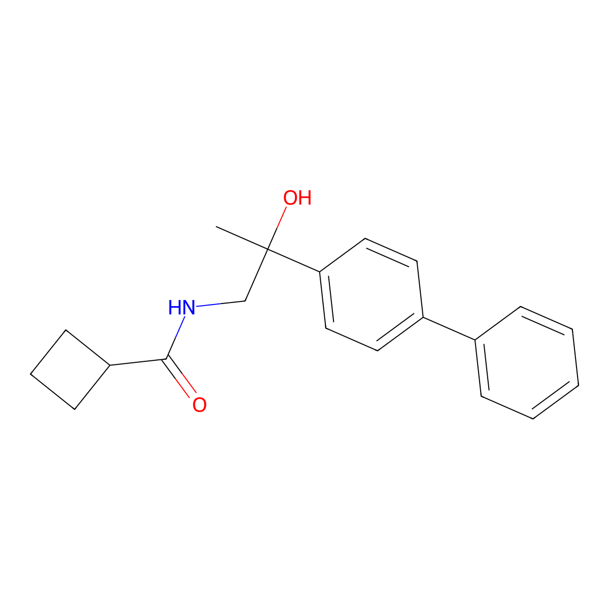 N-(2-{[1,1'-biphenyl]-4-yl}-2-hydroxypropyl)cyclobutanecarboxamide molecular structure, CAS 1396716-05-4