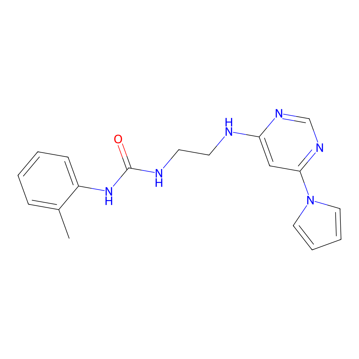 1-(2-((6-(1H-pyrrol-1-yl)pyrimidin-4-yl)amino)ethyl)-3-(o-tolyl)urea molecular structure, CAS 1396716-06-5