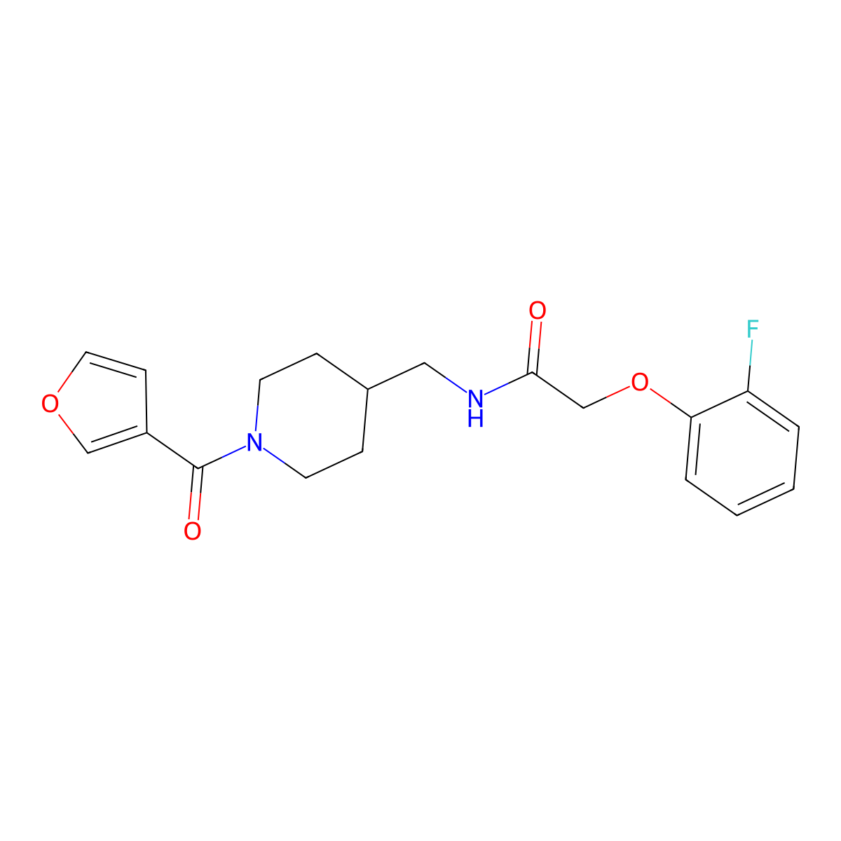 2-(2-fluorophenoxy)-N-{[1-(furan-3-carbonyl)piperidin-4-yl]methyl}acetamide molecular structure, CAS 1396716-24-7