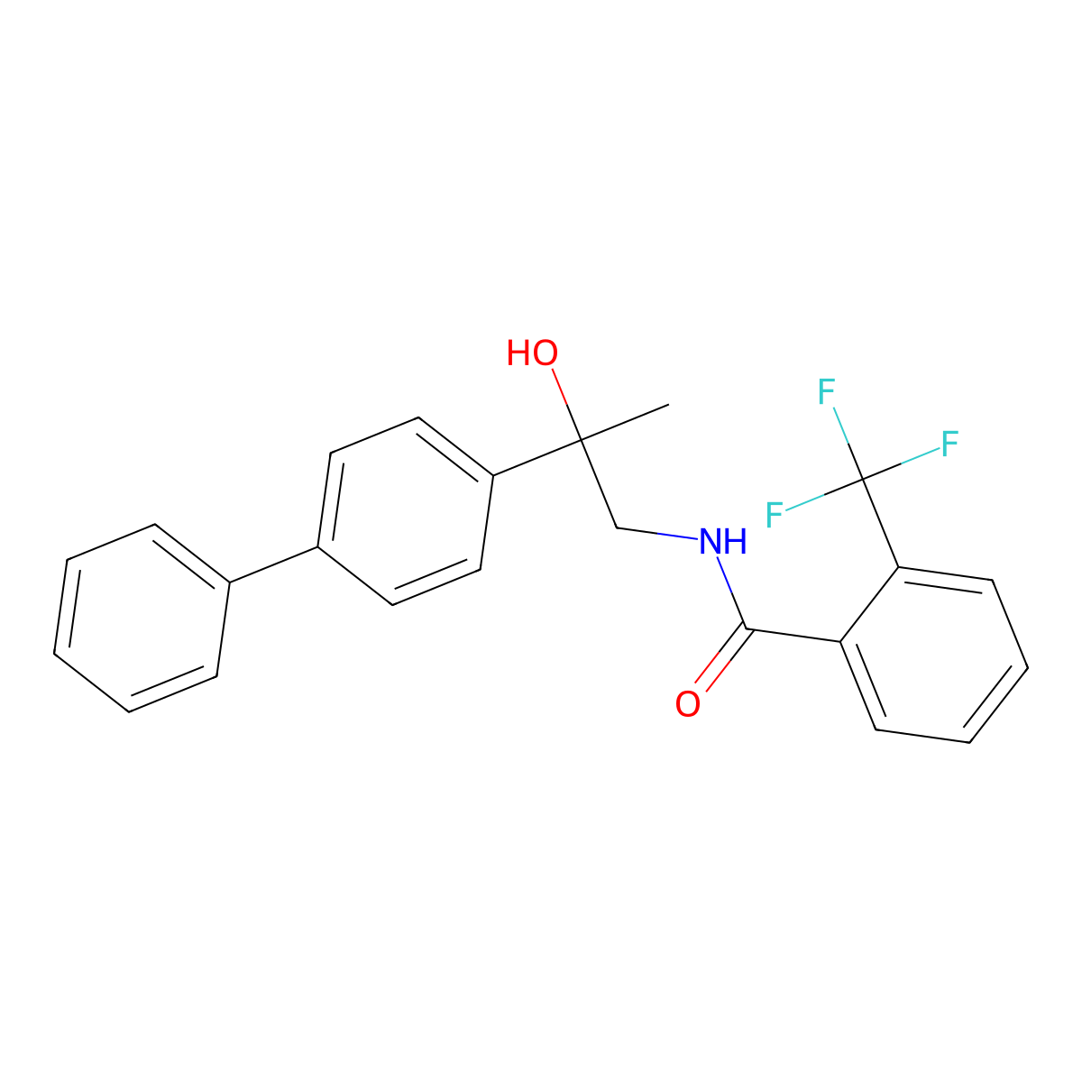 N-(2-{[1,1'-biphenyl]-4-yl}-2-hydroxypropyl)-2-(trifluoromethyl)benzamide molecular structure, CAS 1396716-48-5