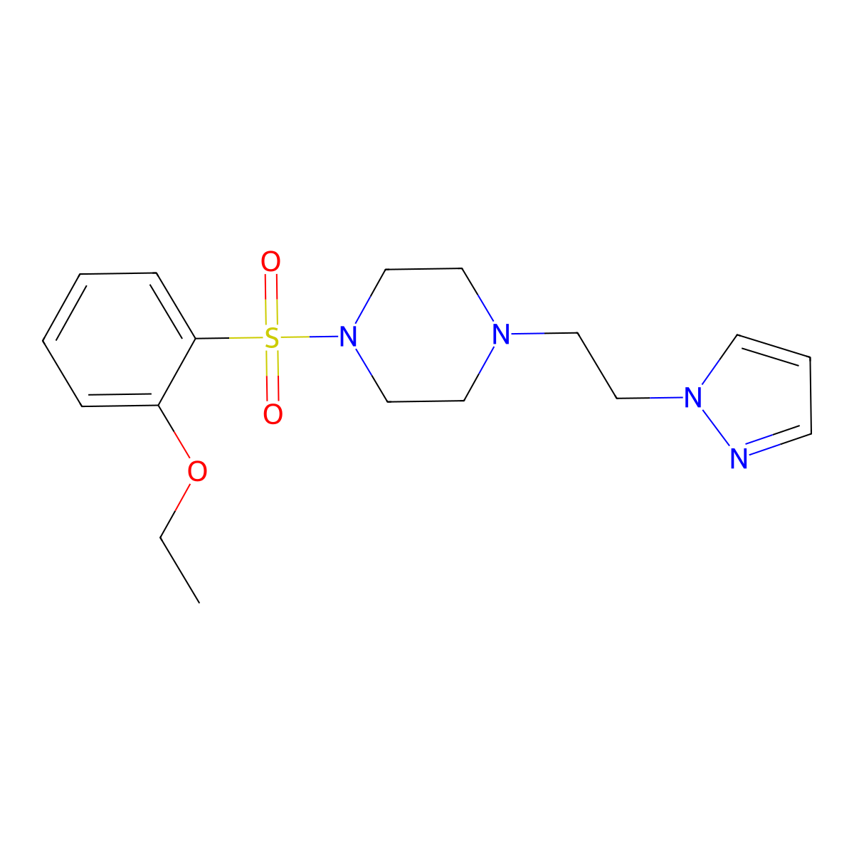 1-(2-(1H-pyrazol-1-yl)ethyl)-4-((2-ethoxyphenyl)sulfonyl)piperazine molecular structure, CAS 1396716-51-0