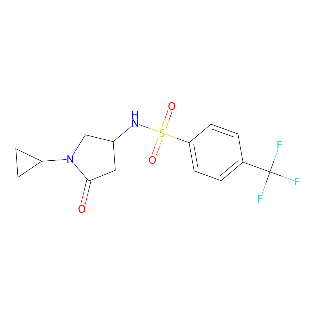 N-(1-cyclopropyl-5-oxopyrrolidin-3-yl)-4-(trifluoromethyl)benzenesulfonamide molecular structure, CAS 1396716-56-5
