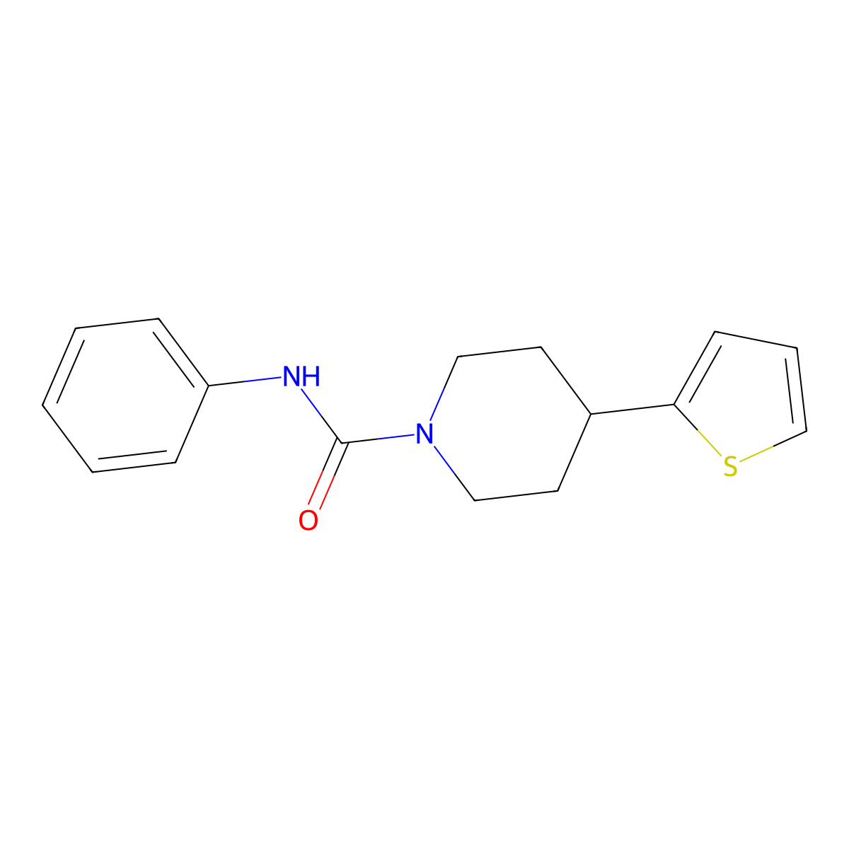 N-phenyl-4-(thiophen-2-yl)piperidine-1-carboxamide molecular structure, CAS 1396716-60-1