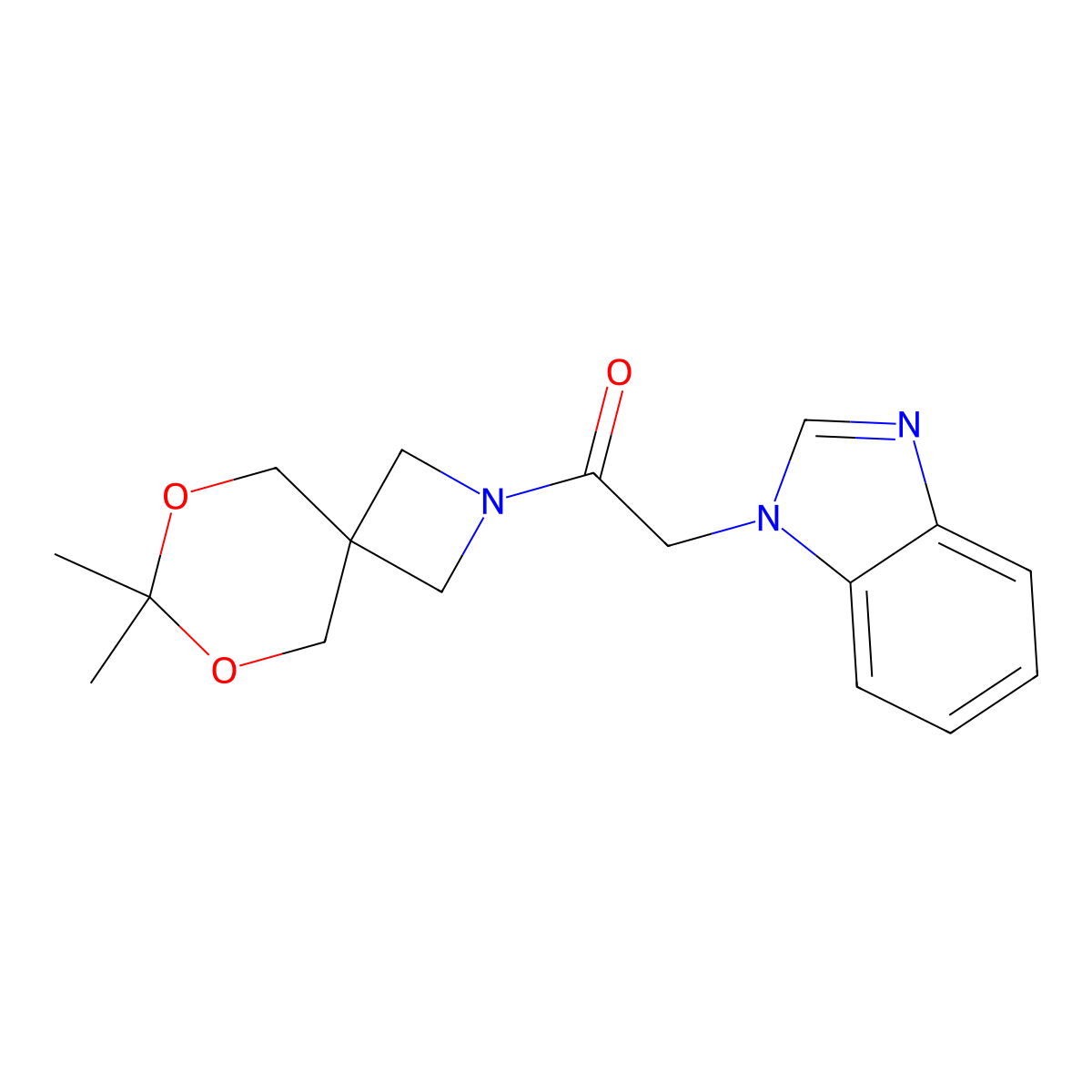 2-(1H-1,3-benzodiazol-1-yl)-1-{7,7-dimethyl-6,8-dioxa-2-azaspiro[3.5]nonan-2-yl}ethan-1-one molecular structure, CAS 1396716-78-1
