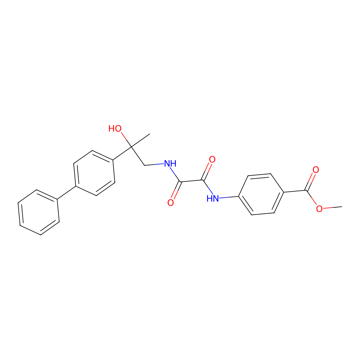 Methyl 4-(2-((2-([1,1'-biphenyl]-4-yl)-2-hydroxypropyl)amino)-2-oxoacetamido)benzoate molecular structure, CAS 1396716-83-8