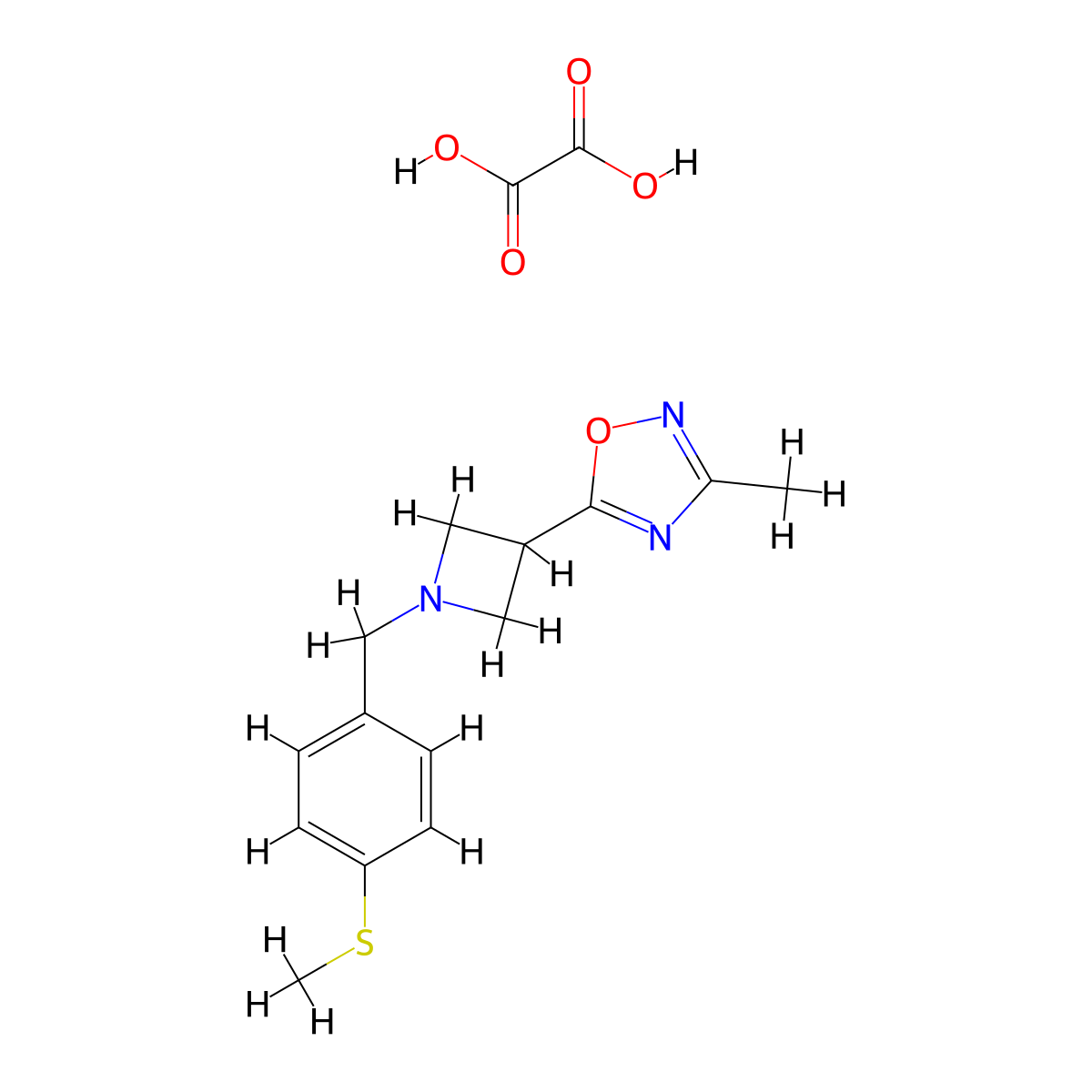 3-Methyl-5-(1-(4-(methylthio)benzyl)azetidin-3-yl)-1,2,4-oxadiazole oxalate molecular structure, CAS 1396716-86-1