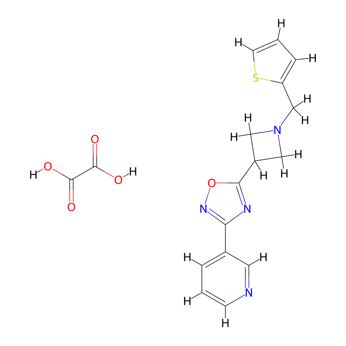 3-(Pyridin-3-yl)-5-(1-(thiophen-2-ylmethyl)azetidin-3-yl)-1,2,4-oxadiazole oxalate molecular structure, CAS 1396717-21-7
