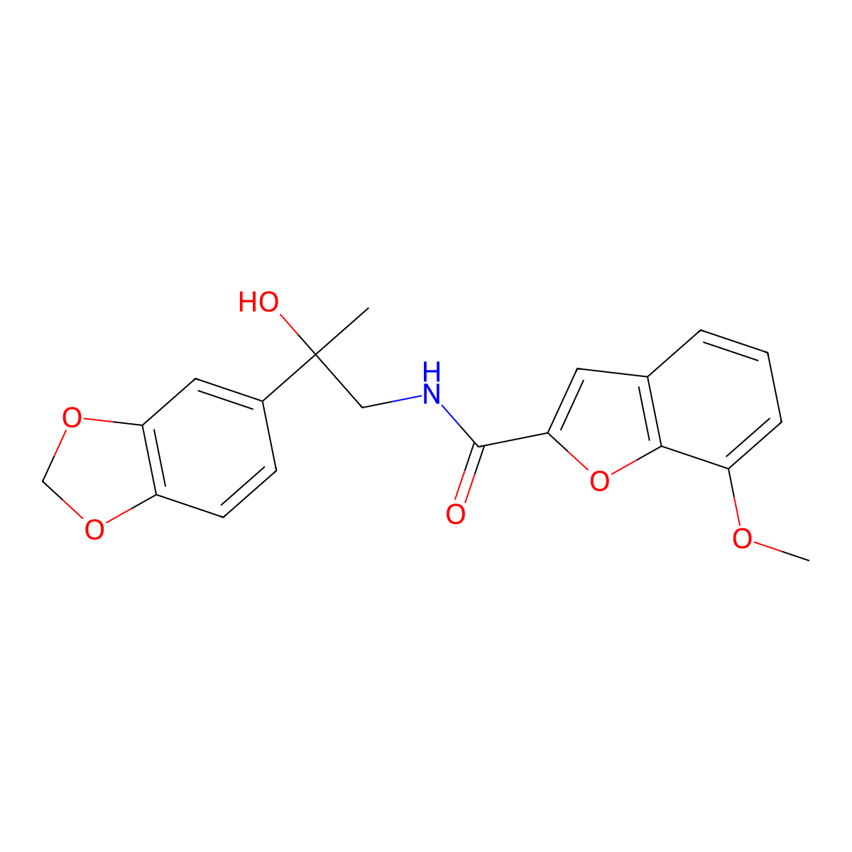 N-(2-(benzo[d][1,3]dioxol-5-yl)-2-hydroxypropyl)-7-methoxybenzofuran-2-carboxamide molecular structure, CAS 1396717-28-4