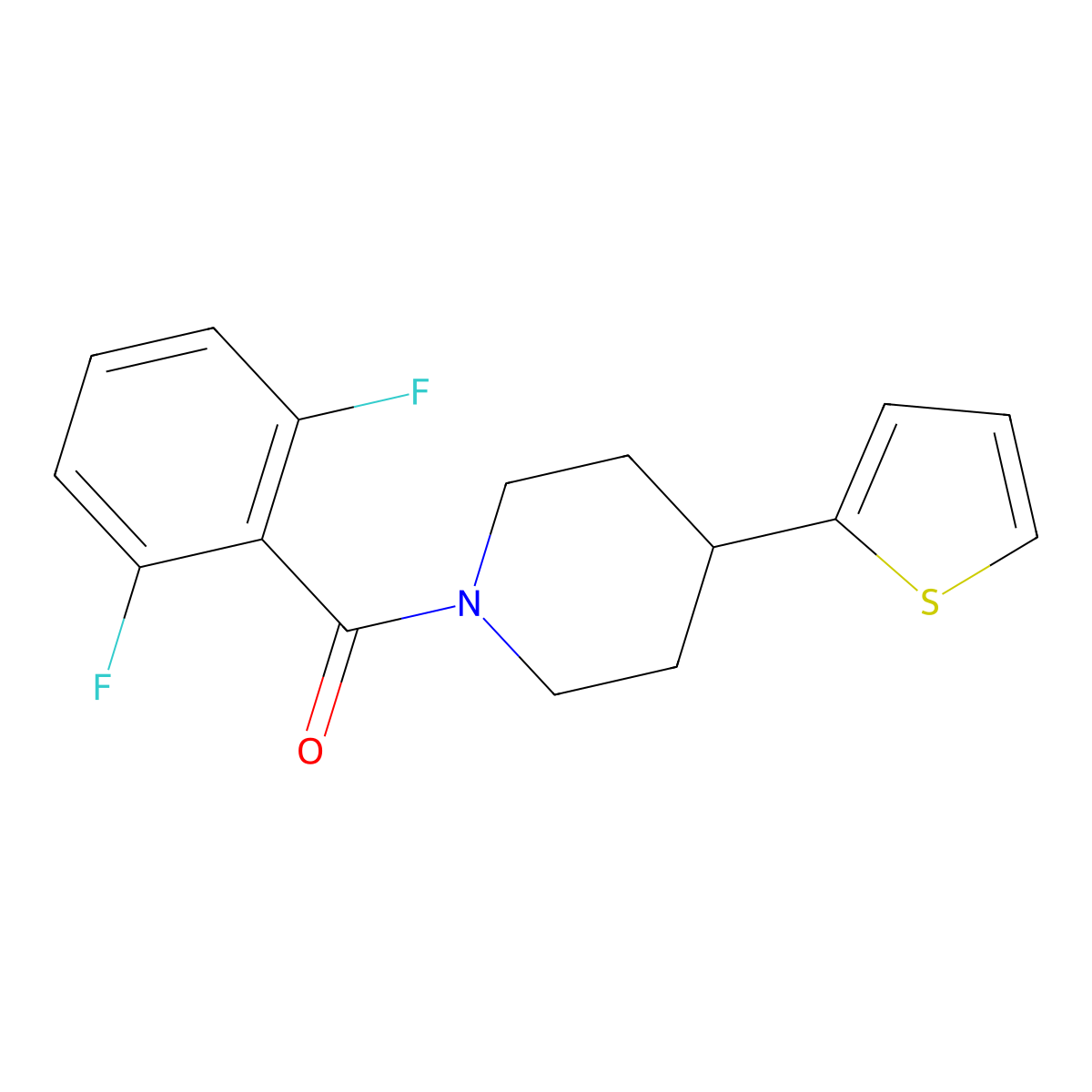 (2,6-Difluorophenyl)(4-(thiophen-2-yl)piperidin-1-yl)methanone molecular structure, CAS 1396717-45-5