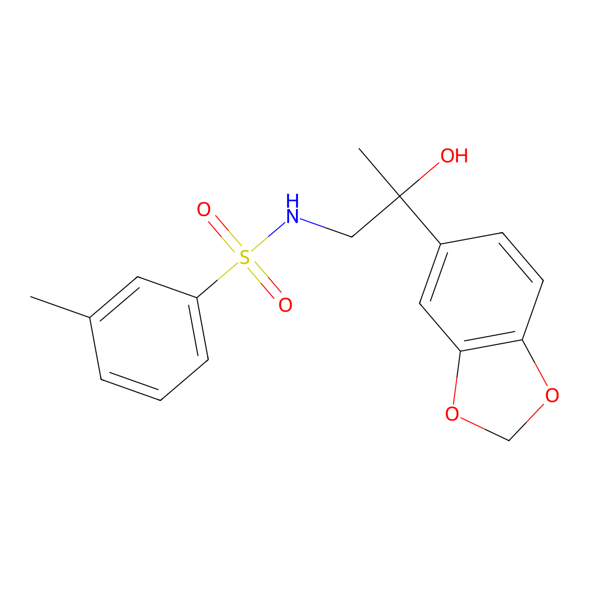 N-(2-(benzo[d][1,3]dioxol-5-yl)-2-hydroxypropyl)-3-methylbenzenesulfonamide molecular structure, CAS 1396717-47-7