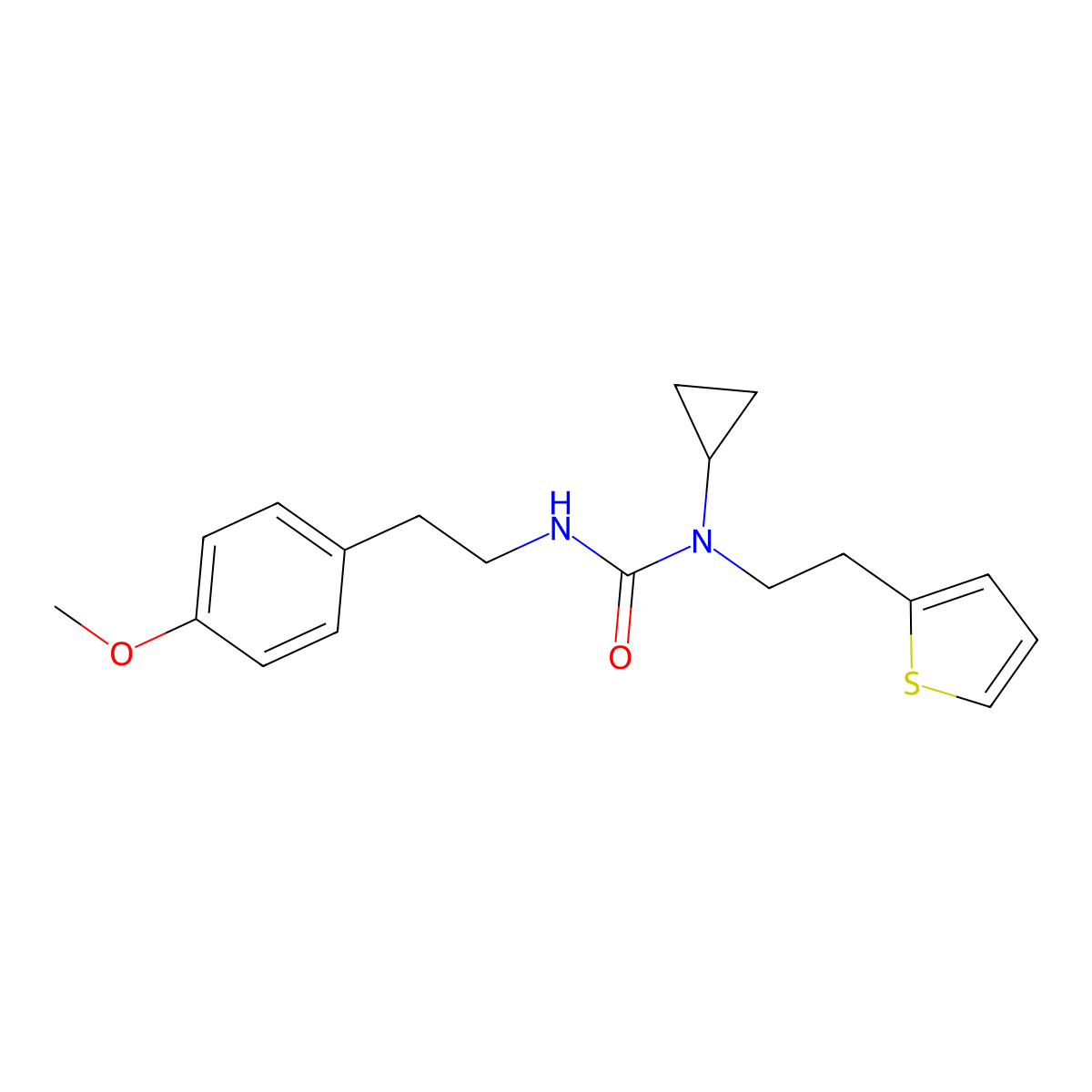 1-Cyclopropyl-3-(4-methoxyphenethyl)-1-(2-(thiophen-2-yl)ethyl)urea molecular structure, CAS 1396717-72-8