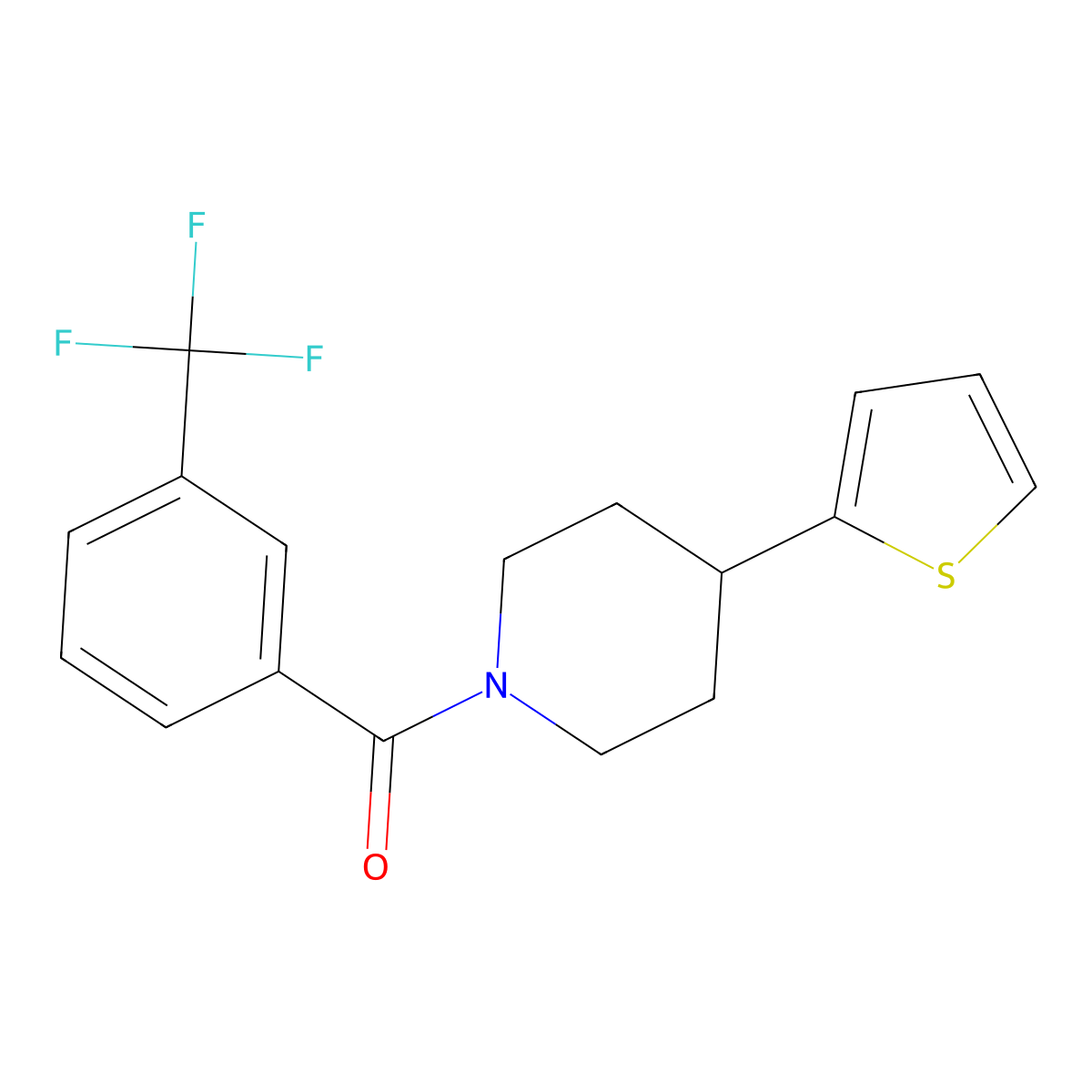 (4-(Thiophen-2-yl)piperidin-1-yl)(3-(trifluoromethyl)phenyl)methanone molecular structure, CAS 1396717-74-0